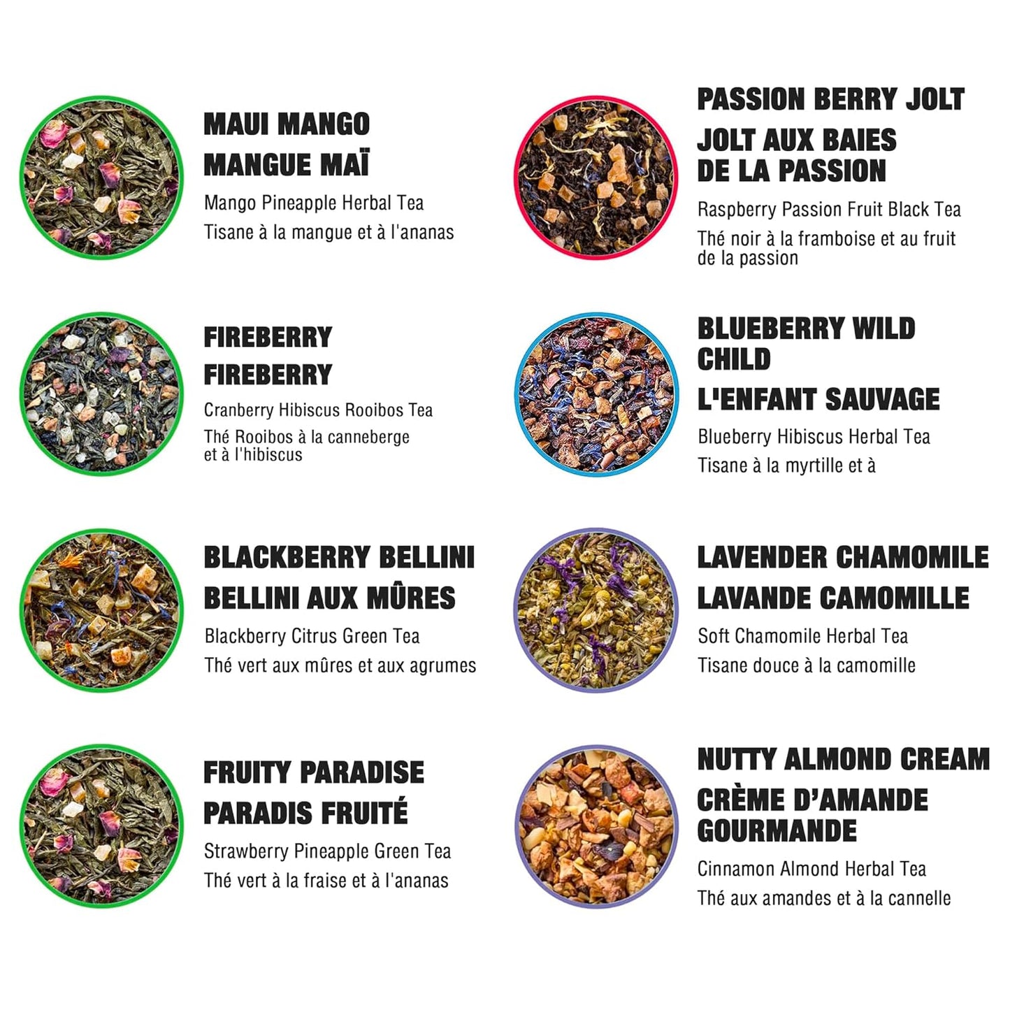 Tiesta Tea - Top 8 Favorites Sampler Set, Loose Leaf, Up to 80 Cups, High to No Caffeine, Hot & Iced, Tea Variety Pack with Green, Herbal, & Black, 8 Sample Pouches