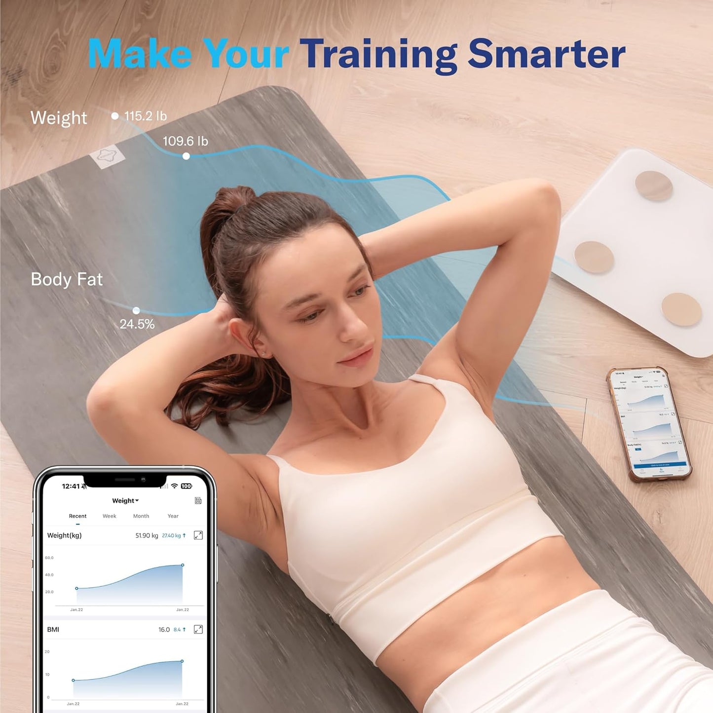 Alcedo Smart Body Fat Scale, Digital Scale with BMI, Fat Percentage, Muscle Mass, Color-Changing with Weight Variation, 400 lb, Bluetooth