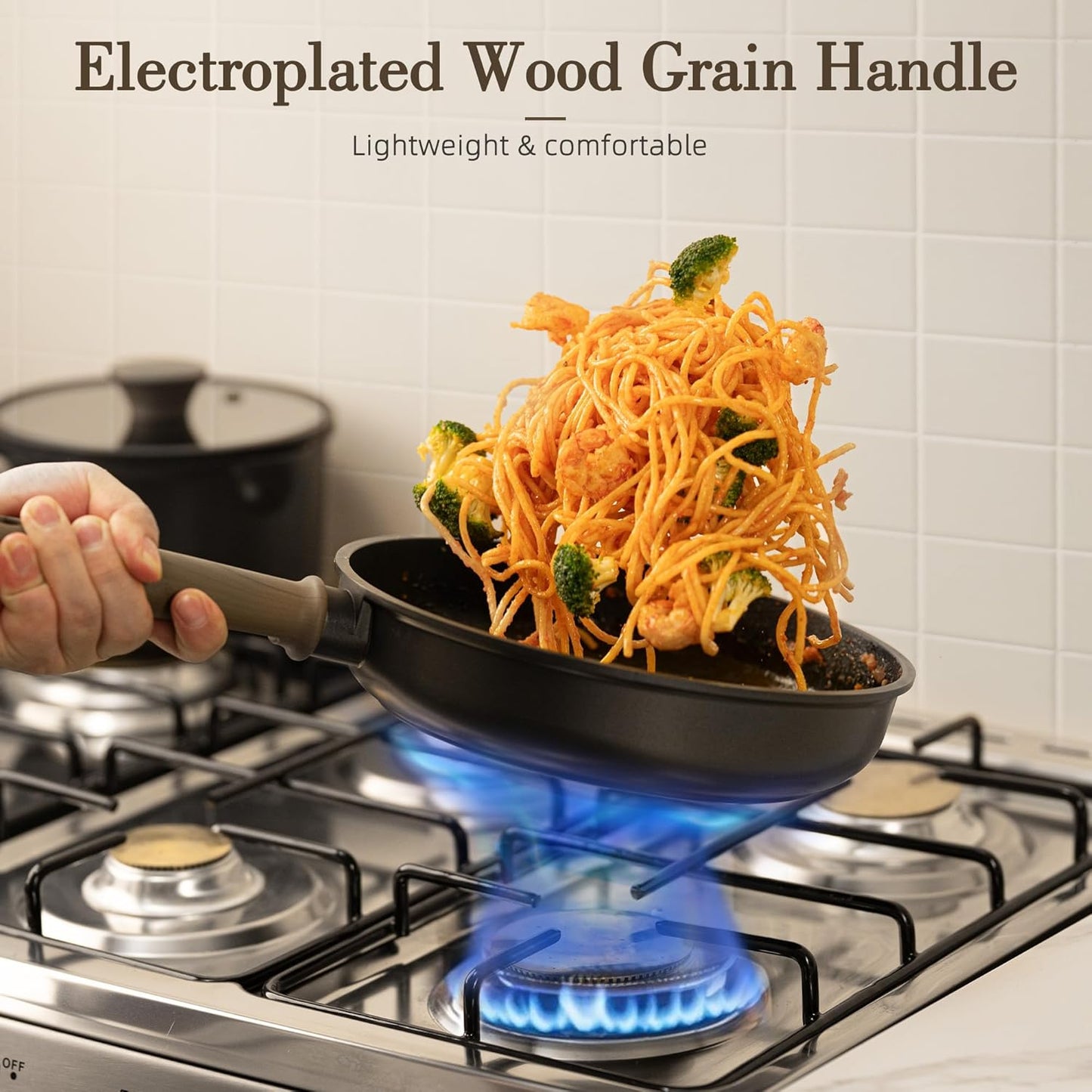 Astercook Non Stick Pots and Pans Set, Healthy Non-Toxic Titanium Indu
