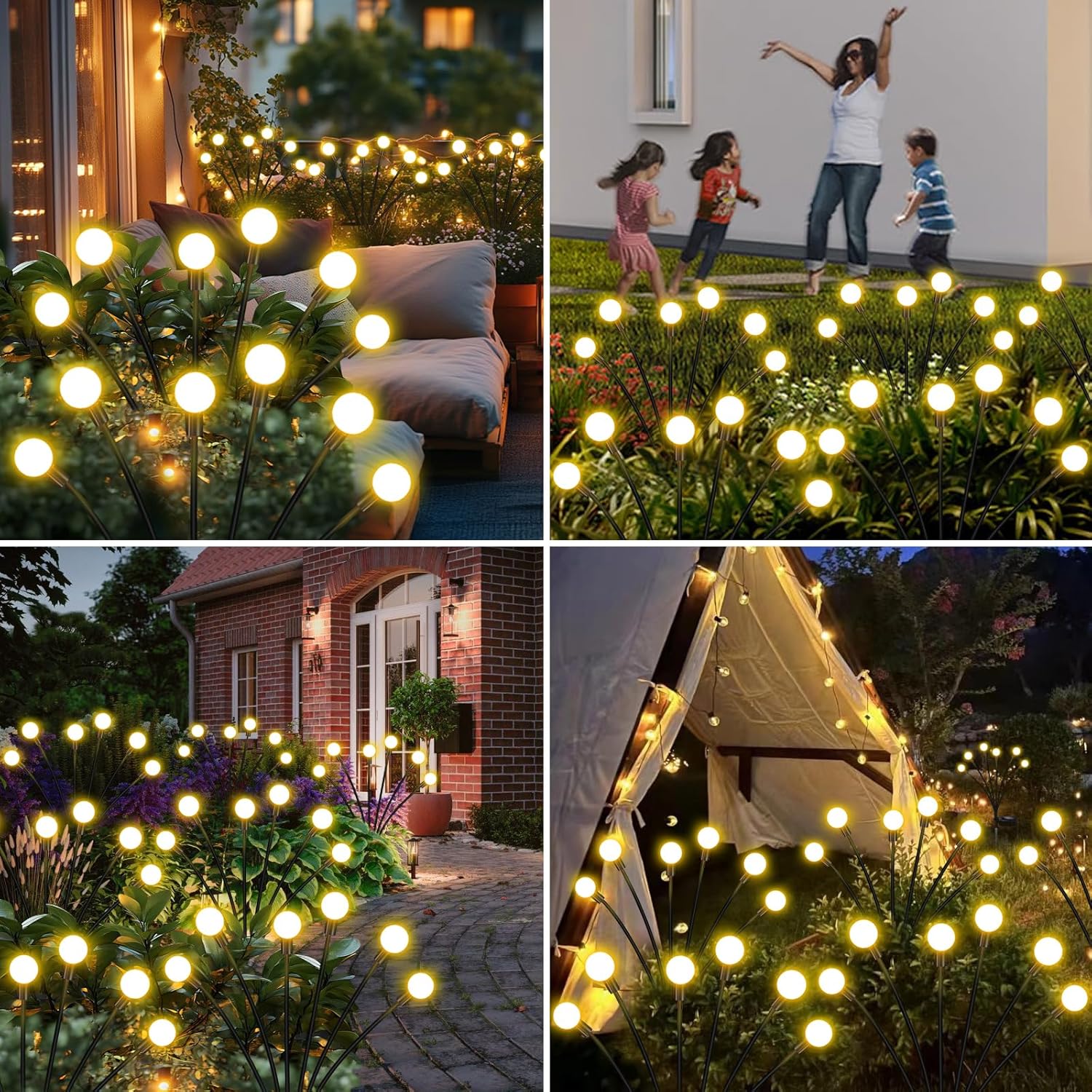 Solar Garden Lights Outdoor, 4 Pack Firefly Swaying Lights, Waterproof