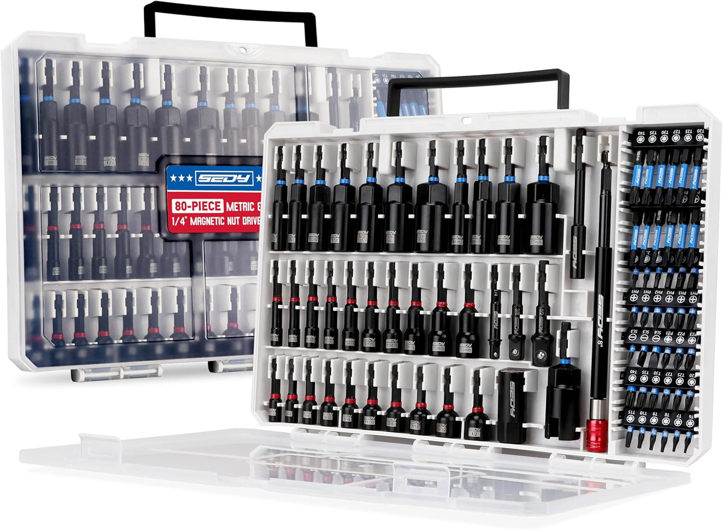 80-Piece Premium Magnetic Impact Nut Driver Set Metric & SAE with Sock