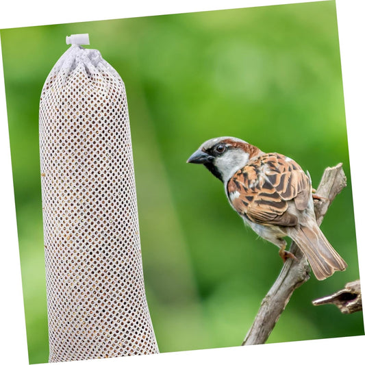 Bird Feeder Mesh Bags 5Pcs Drawstring Hanging Net Bags for Wild Birds Outdoor Garden Feeding 11X4.7 Inch Polyester Replacement Finch Sock