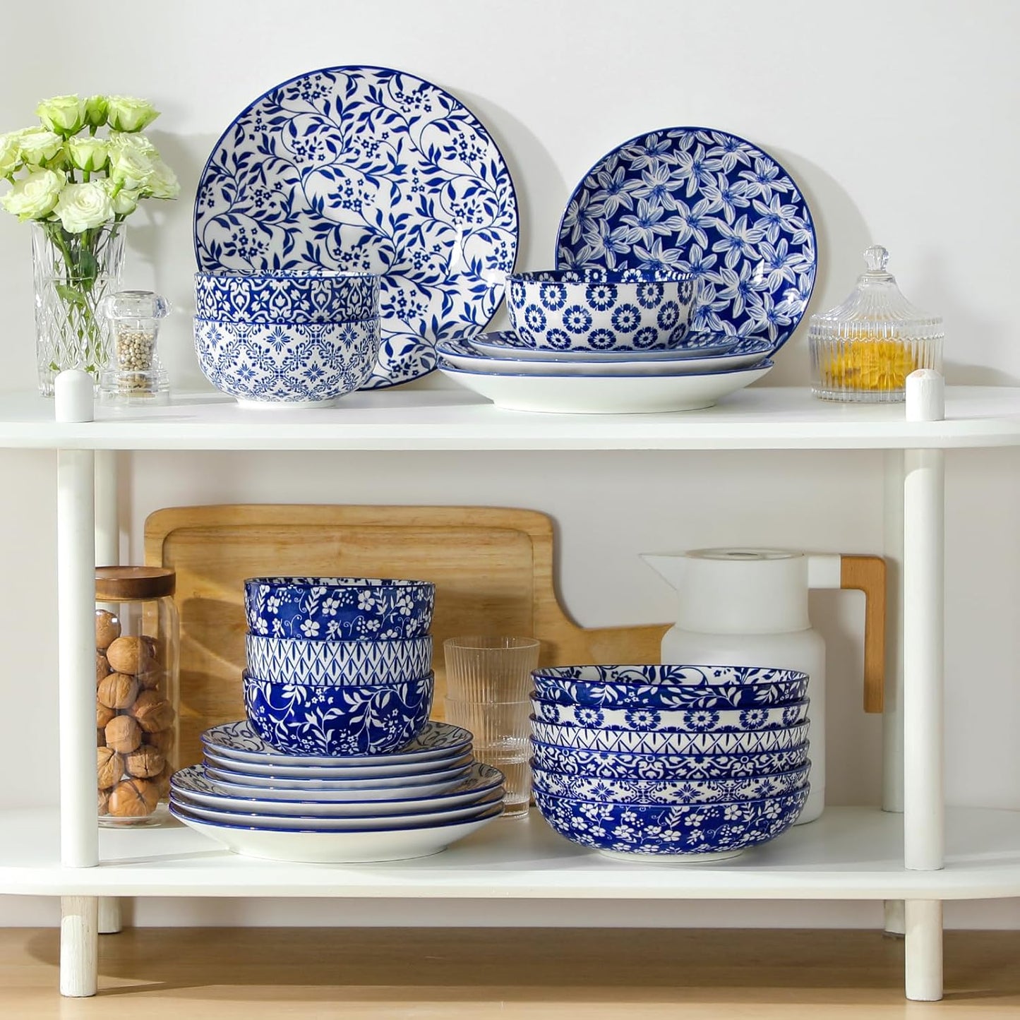 vancasso SELENE Plates and Bowls Set for 6, 24 Pieces Dinnerware Sets,