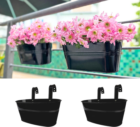 LaLaGreen Rail Planter Outdoor Plants (2 Pack, 9.8 Inch) Small and Cut
