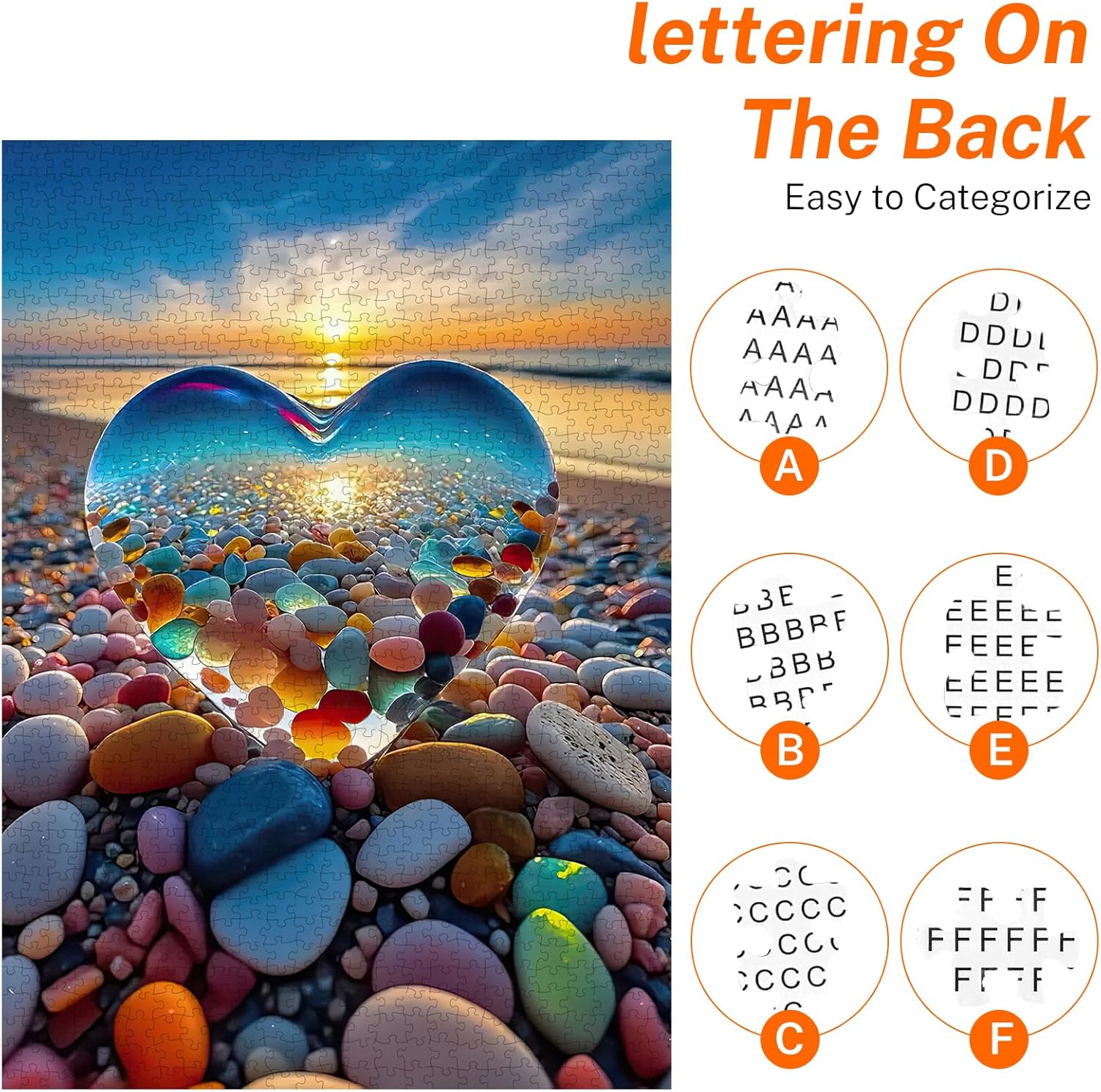 Jigsaw Puzzles for Adults 1000 Pieces, Love Pebbles Beach Puzzle, Impo