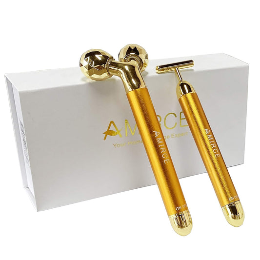 Amirce Face Massager Roller Golden 3D Roller Electric Facial Roller an