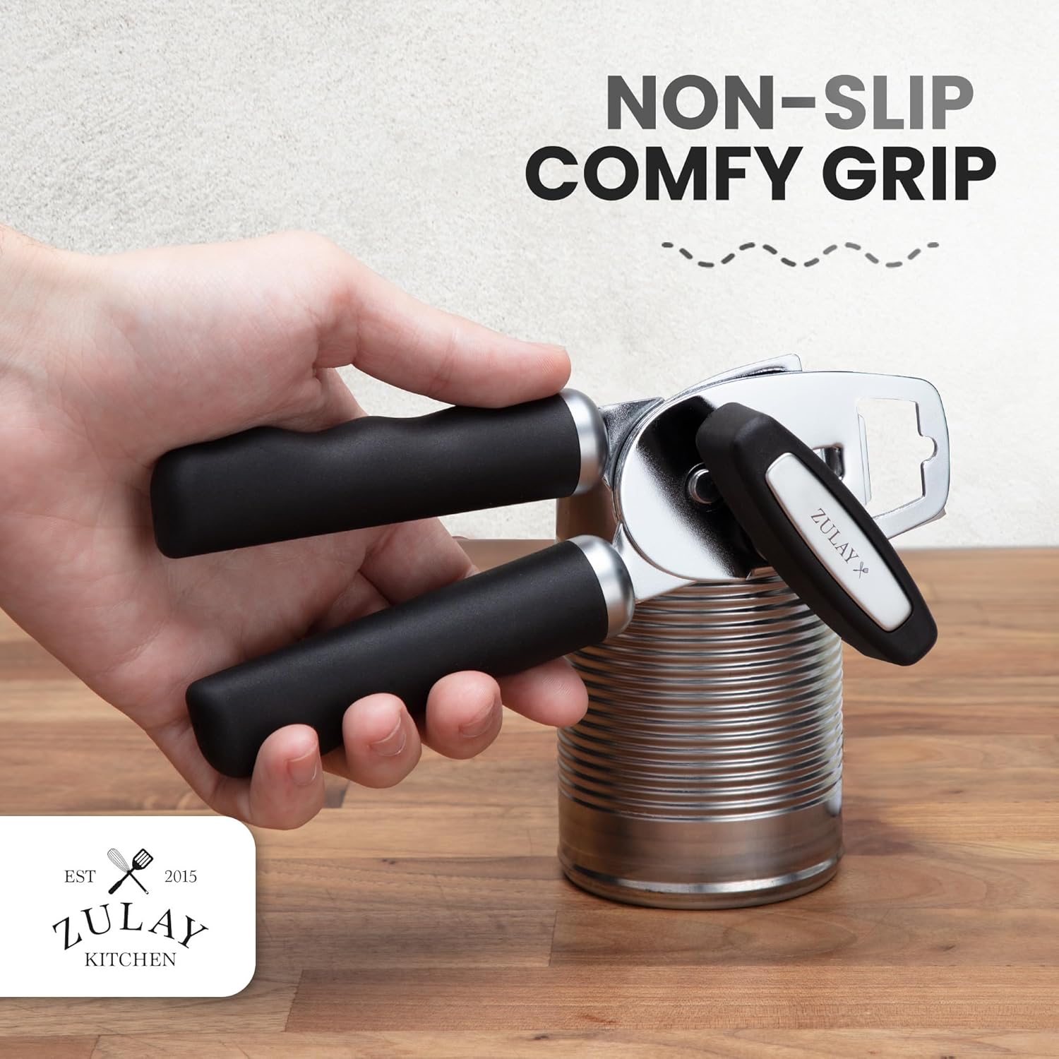 Zulay Kitchen Heavy Duty Stainless Steel Can Opener Manual with Bottle