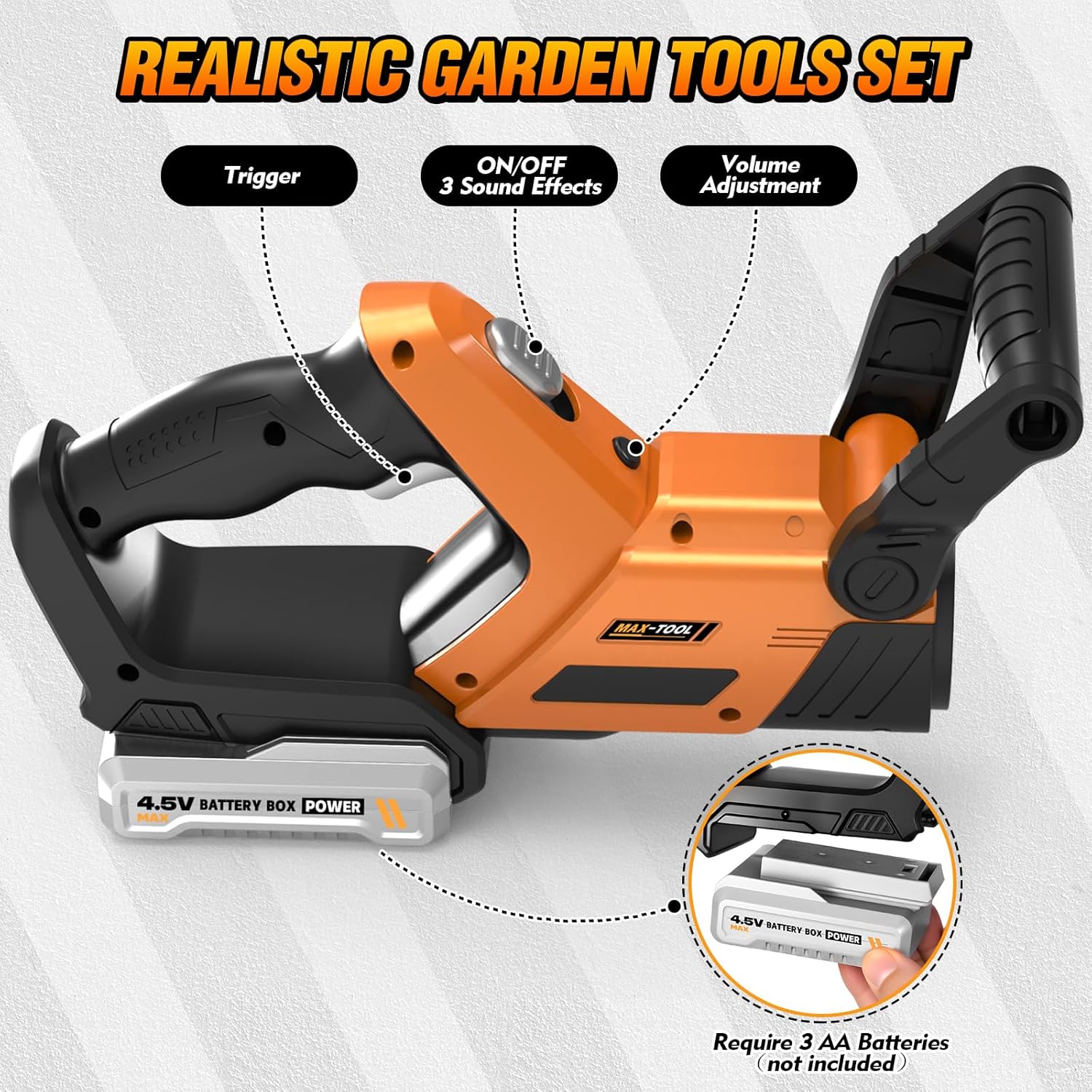 3-IN-1 Kids Garden Tools with Lights and Sounds, Weed Wacker Toy, Leaf