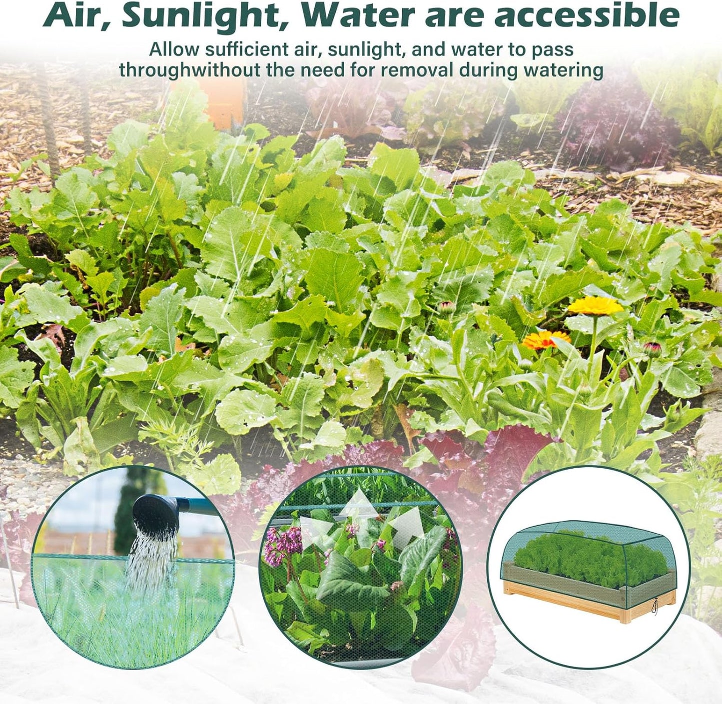 Qualirey 6 Pack Garden Netting for Raised Beds, 59" x 28" x 18" Mesh P