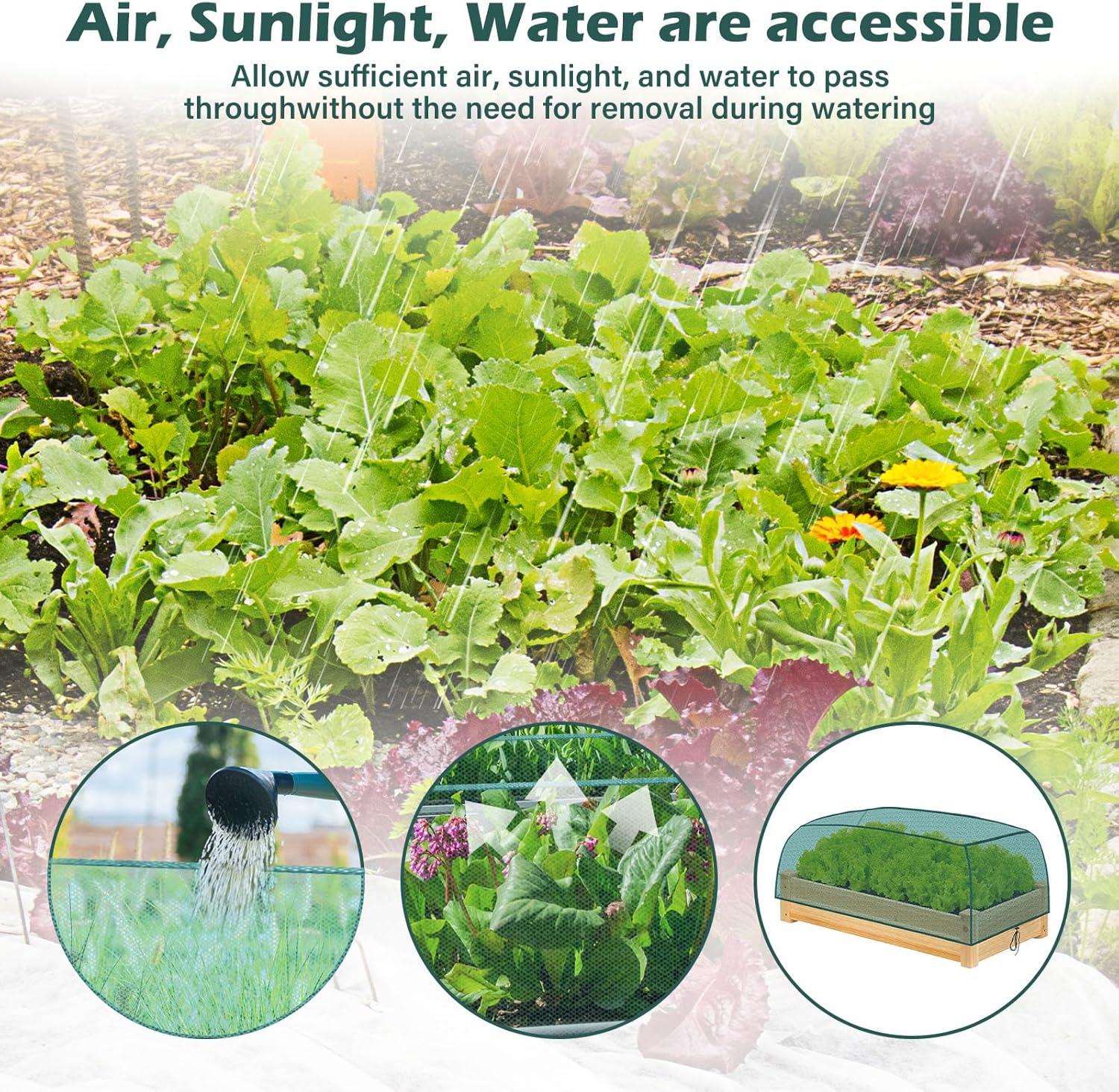 Qualirey 6 Pack Garden Netting for Raised Beds, 59" x 28" x 18" Mesh P