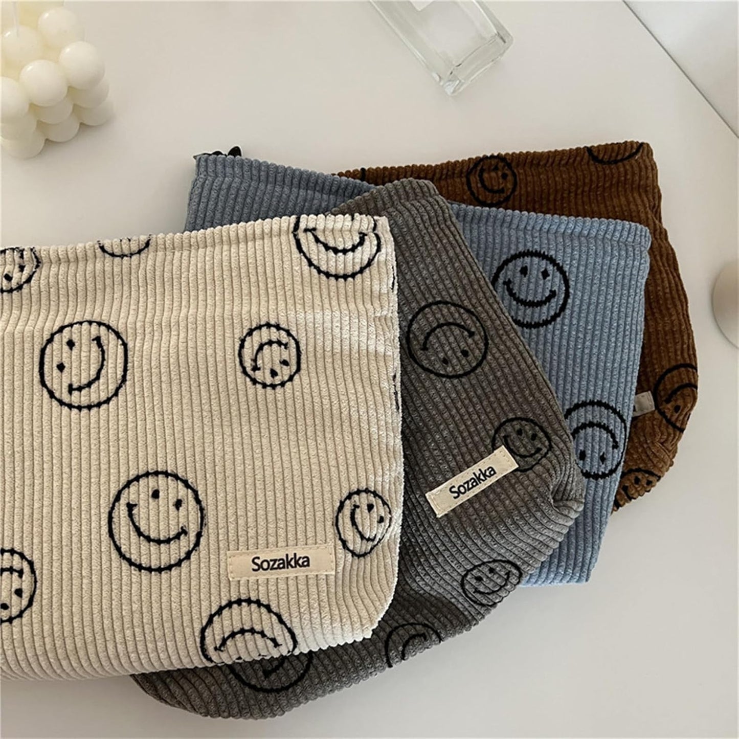 Cosmetic Bags for Women - Corduroy Cosmetic Bag Aesthetic Women Handba