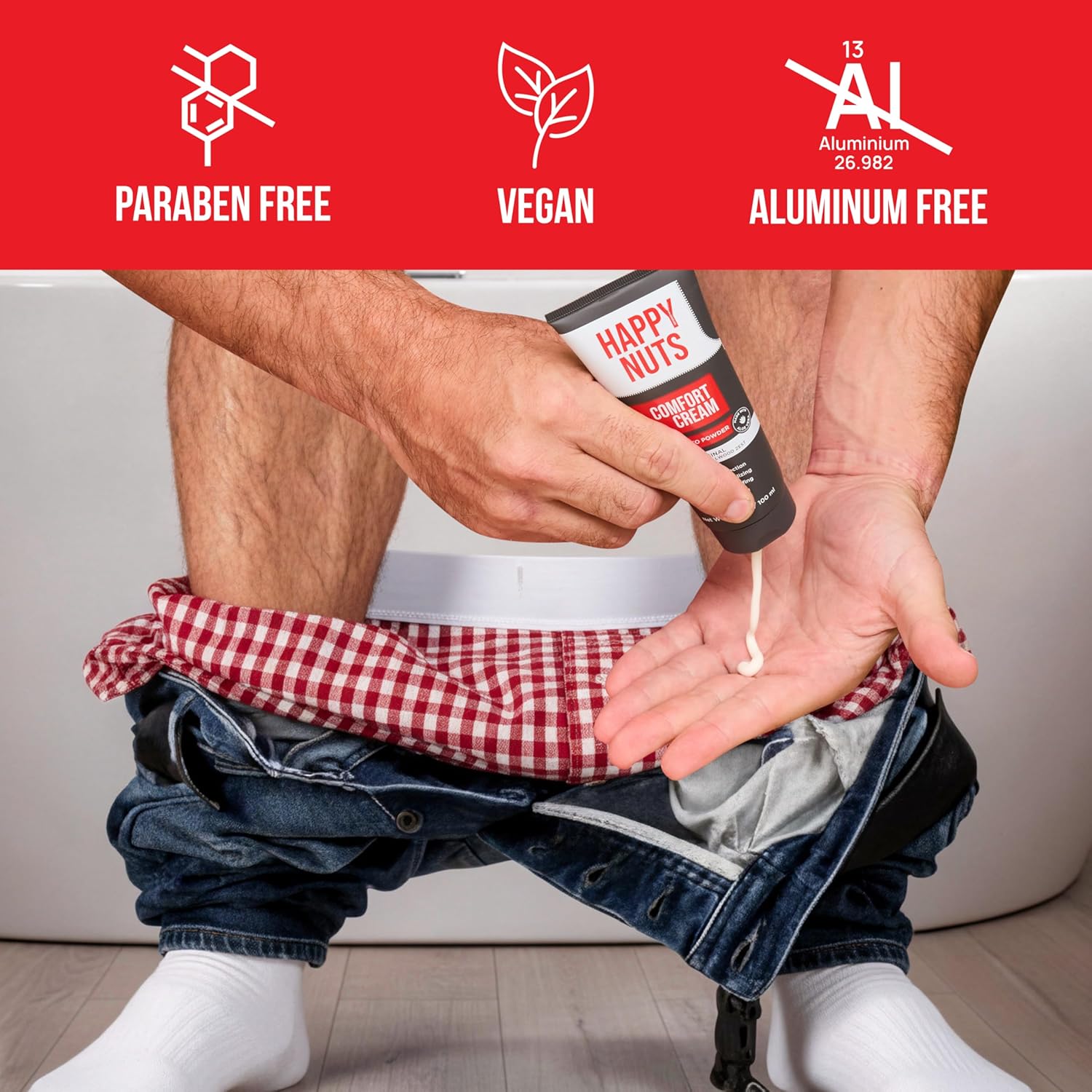 HAPPY NUTS Comfort Cream Deodorant For Men: Anti-Chafing Sweat Defense