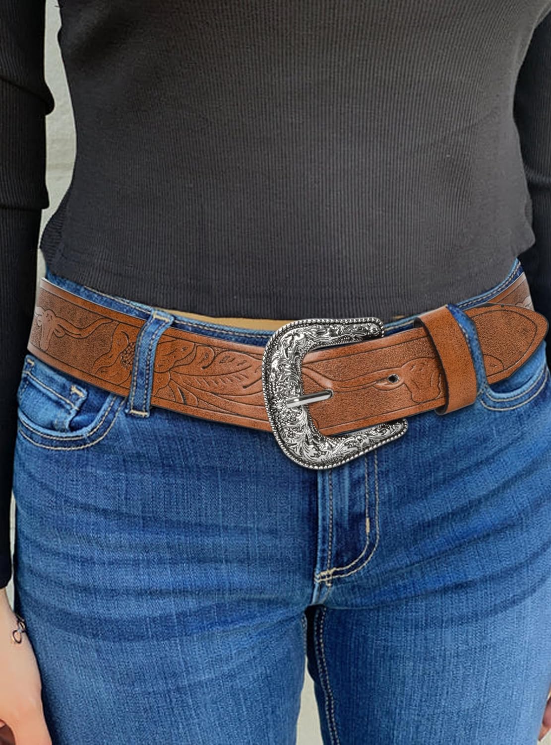 INOGIH Adjustable-Vintage-Western-Cowboy-Belt Women Men - Cowboy-Style