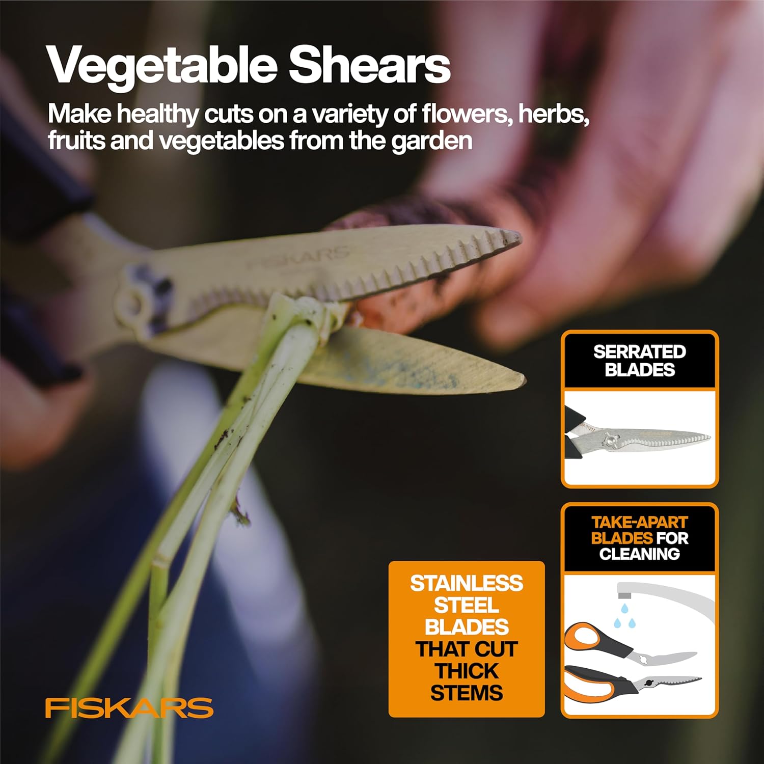 Fiskars Vegetable Gardening Essentials 6-Piece Tool Set for Cultivatin