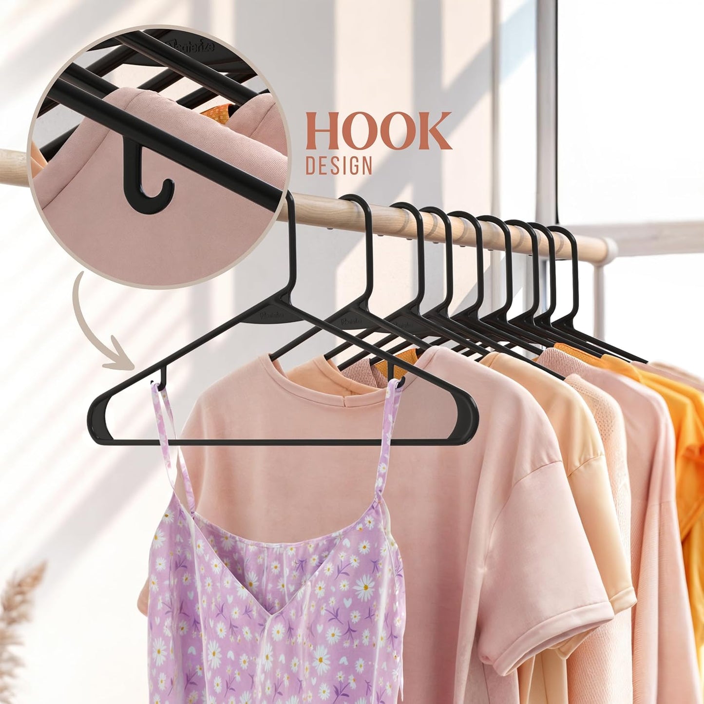 Plastic Hangers 20 Pack Black - Clothes Hangers - Makes The Perfect Coat Hanger and General Space Saving Clothes Hangers for Closet - Percheros Ganchos para Colgar Ropa Hangars