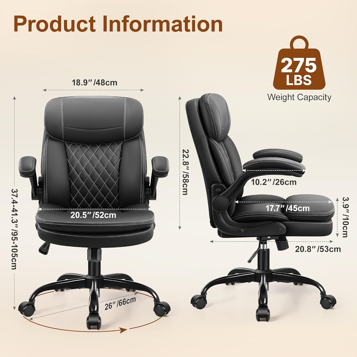 Leather Office Chair, Upgraded PU Computer Desk Chairs with Double-Lay