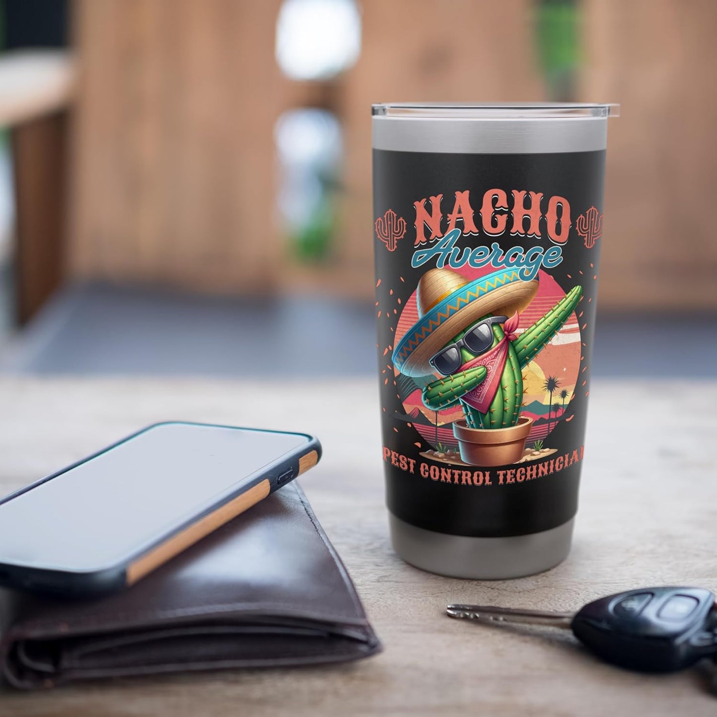 Nacho Average Pest Control Technician Funny Cinco de Mayo Stainless Steel Insulated Tumbler