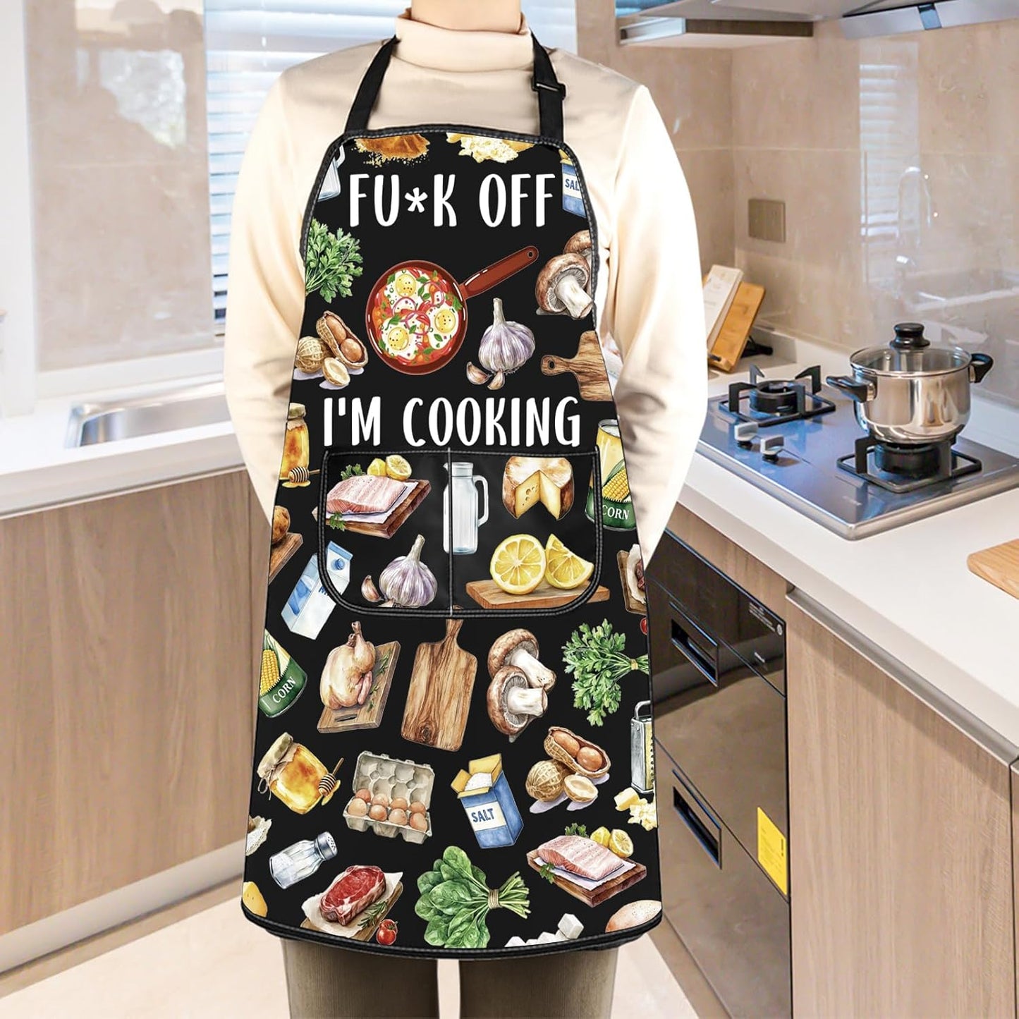 WCGXKO Fu*k off I’m Cooking Kitchen Apron Cooking Gift Rude Profanity Gift Sarcasm Cooking Chef Merch