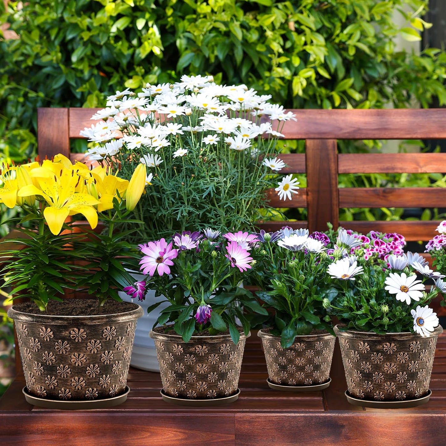 16 Inch Planter Pots for Plants, Plastic Large Flower Pots Indoor Outd