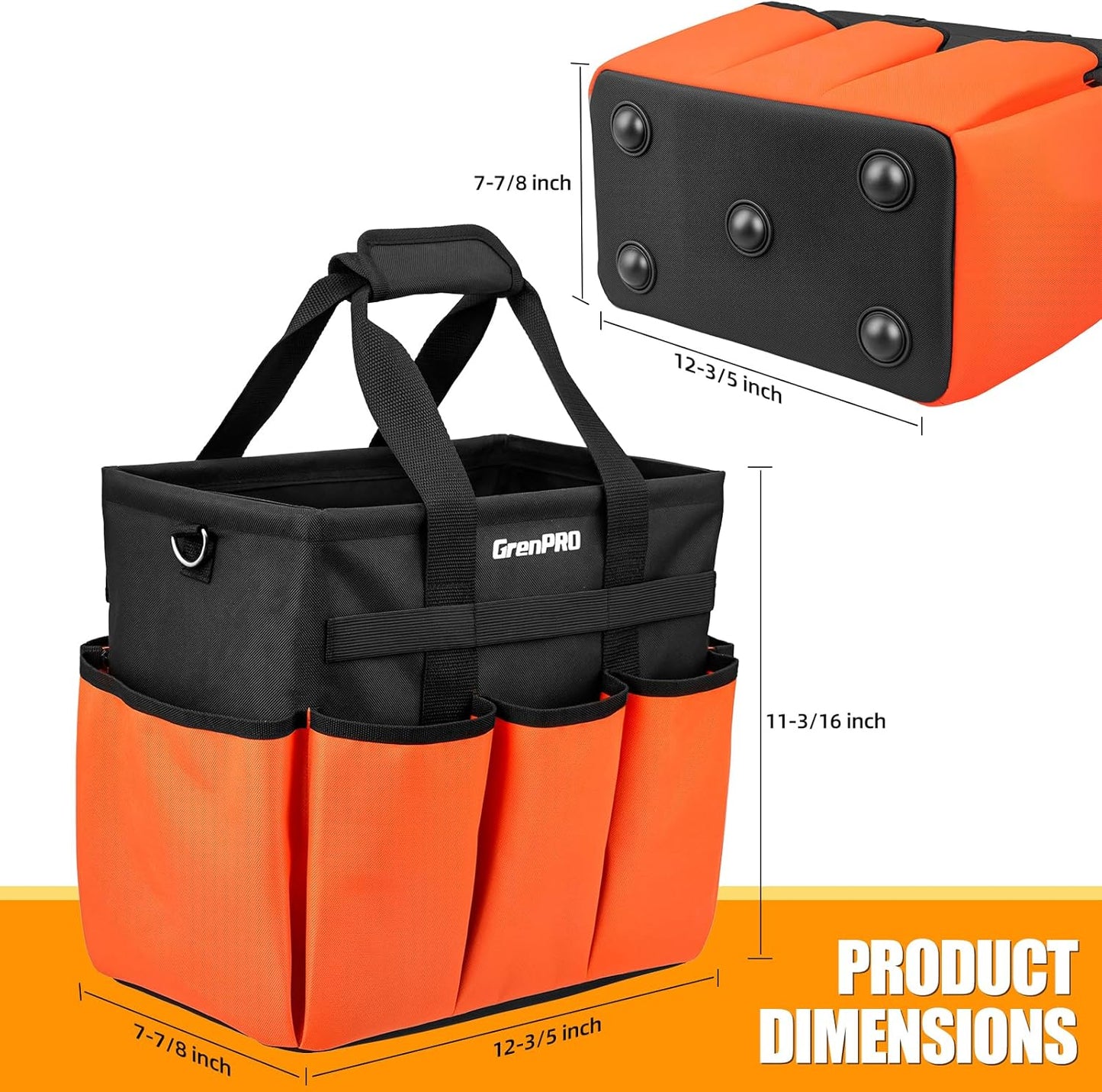 Garden Tool Bag Organizer, Heavy Duty Gardening Tote Toolbox with 10 P