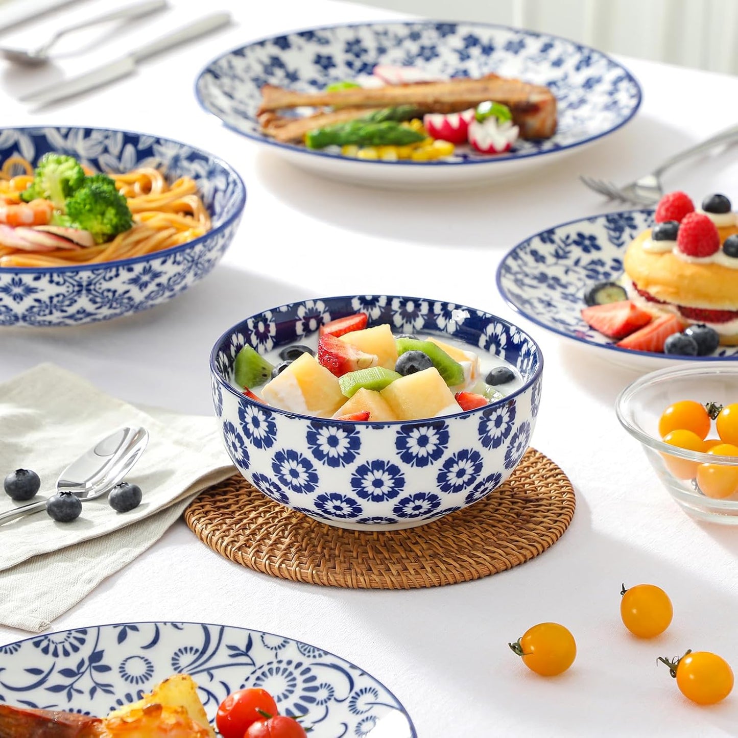 vancasso SELENE Plates and Bowls Set for 6, 24 Pieces Dinnerware Sets,