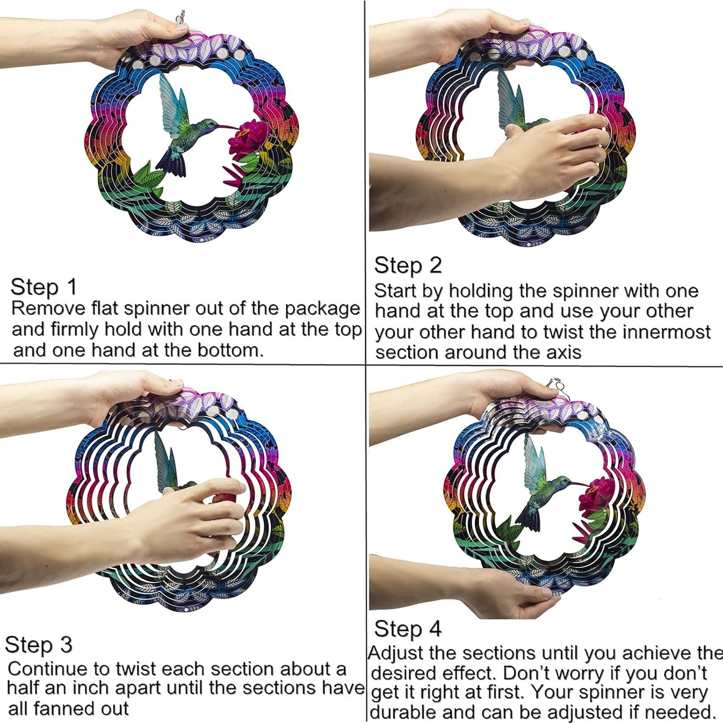 UOUDIO Stainless Steel Wind Spinner- 3D Indoor Outdoor Garden Decorati
