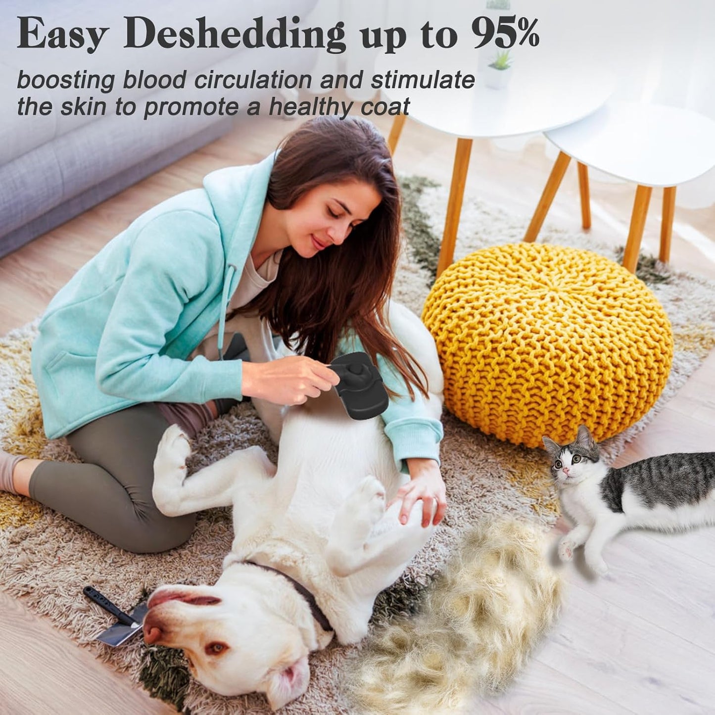 Self Cleaning Shedding Brush - Skin Friendly Grooming Tool for Dogs, C