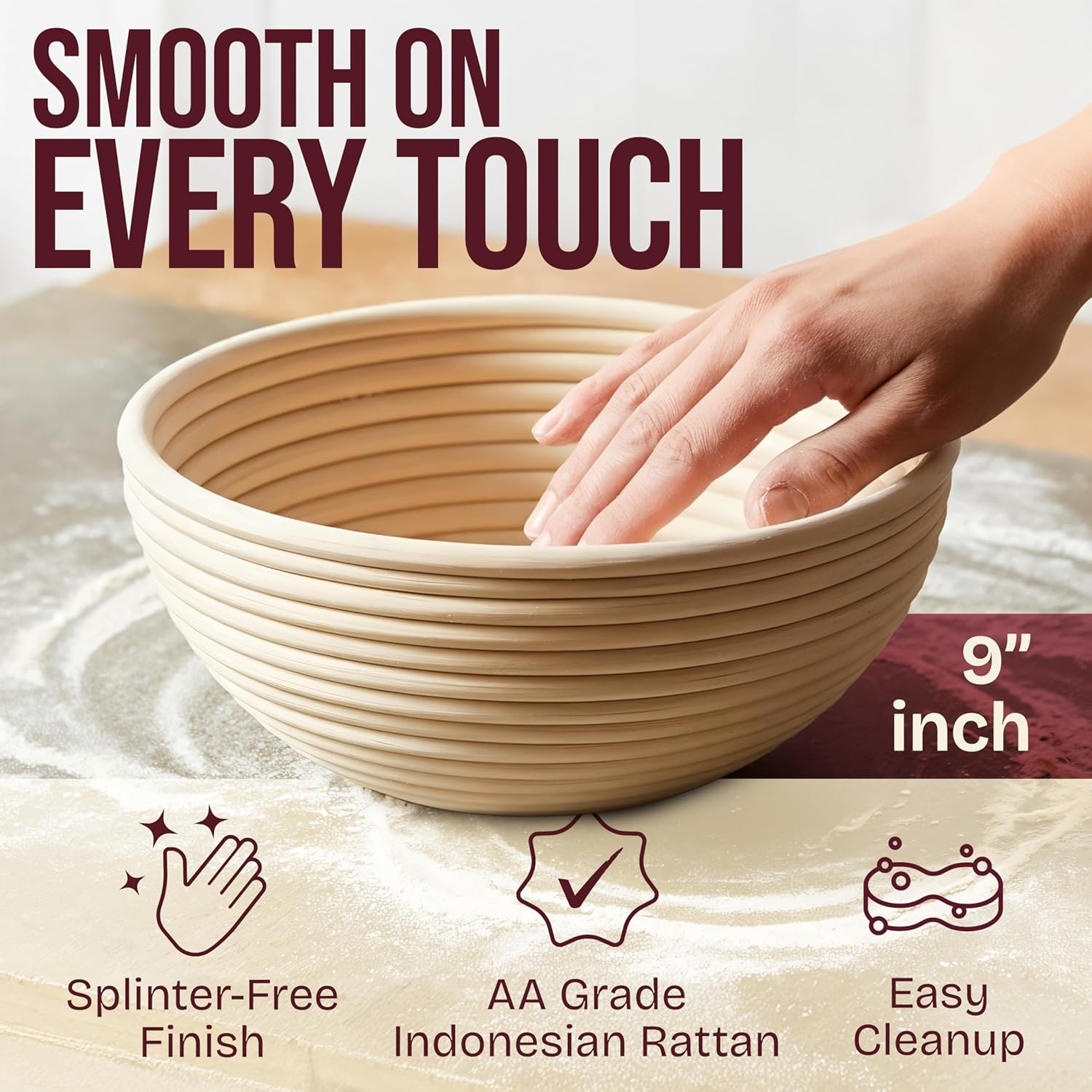 Superbaking Sourdough Starter Kit, 9" Round Banneton Bread Proofing Ba