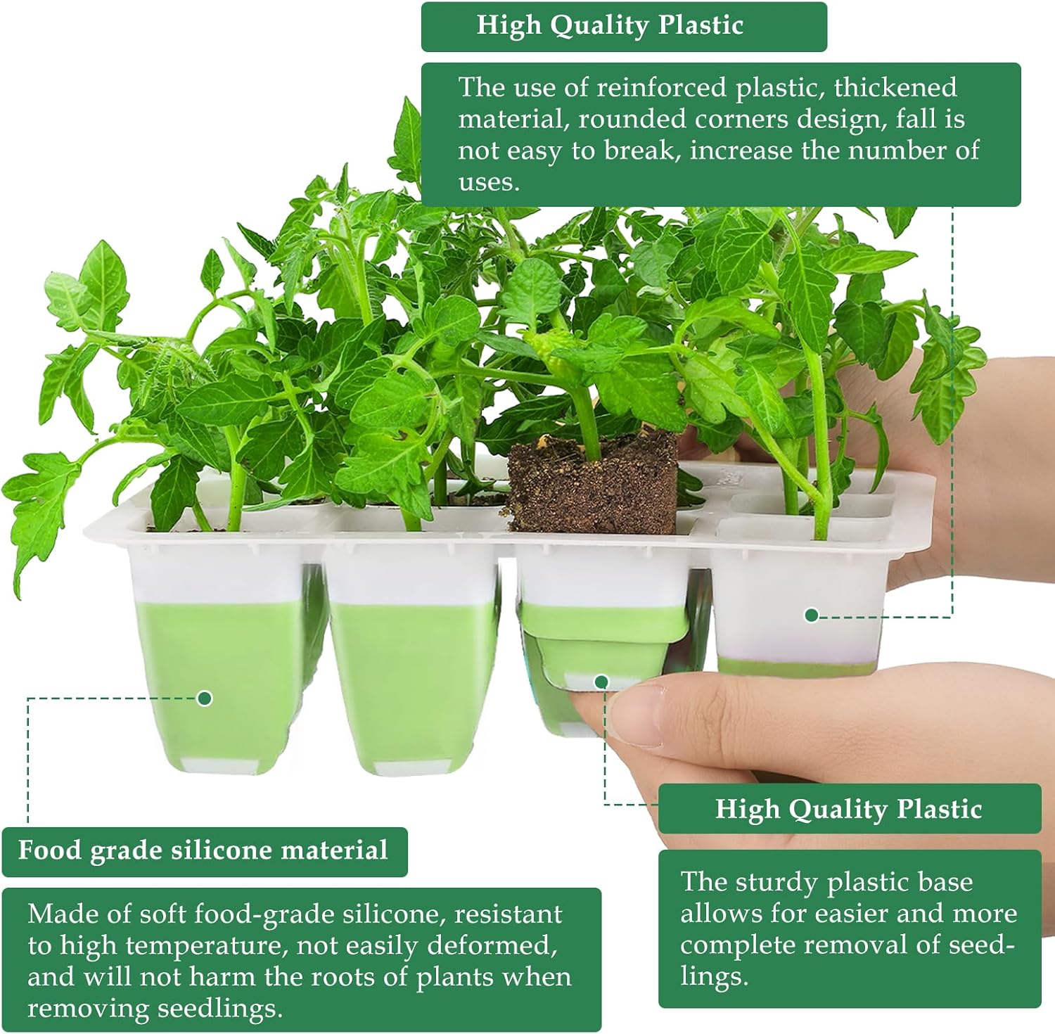 6pcs Reusable Seed Starter Kit, 72 Cells Seed Starter Trays, Silicone 