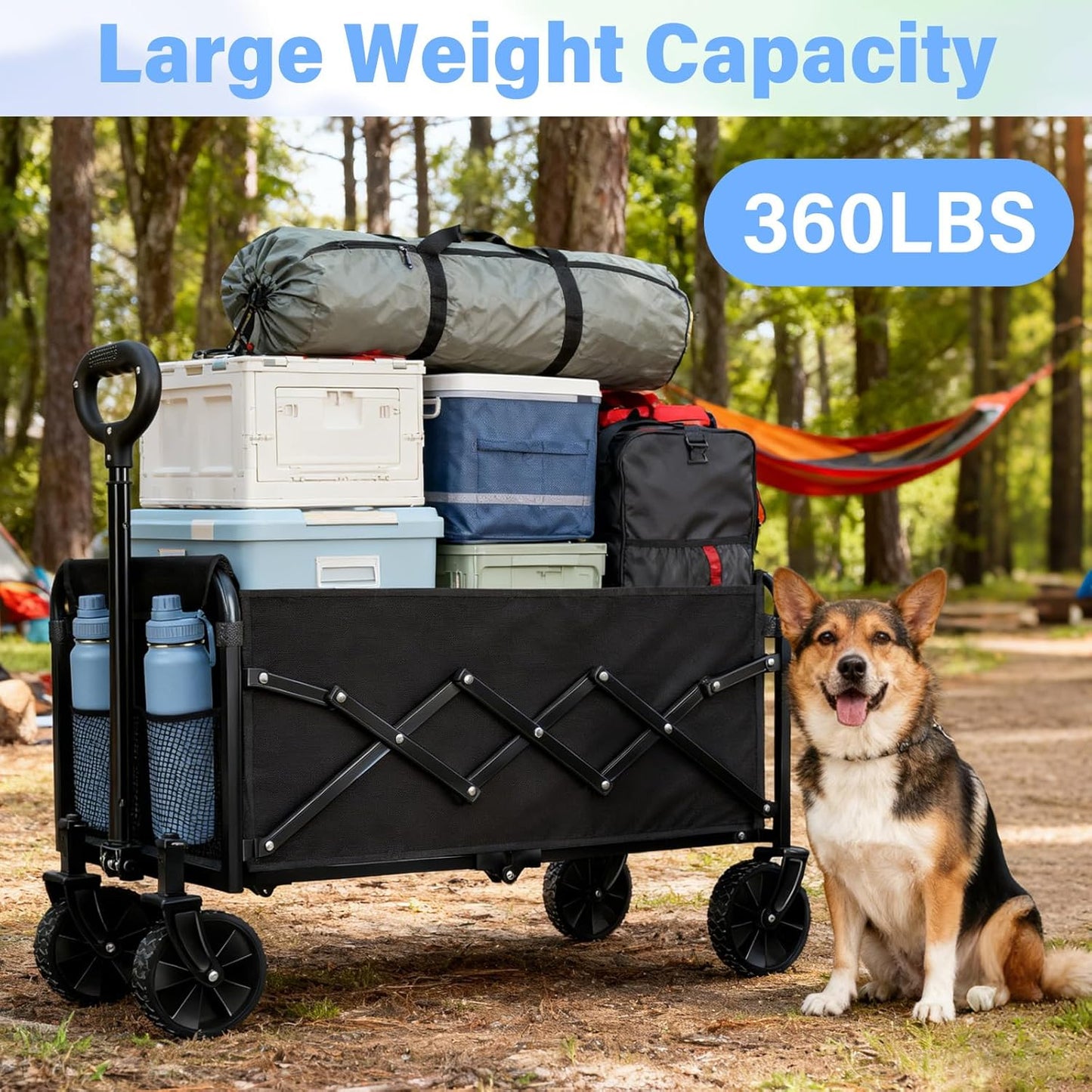 Collapsible Wagon Cart with Wheels，Lightweight Portable Folding Utilit