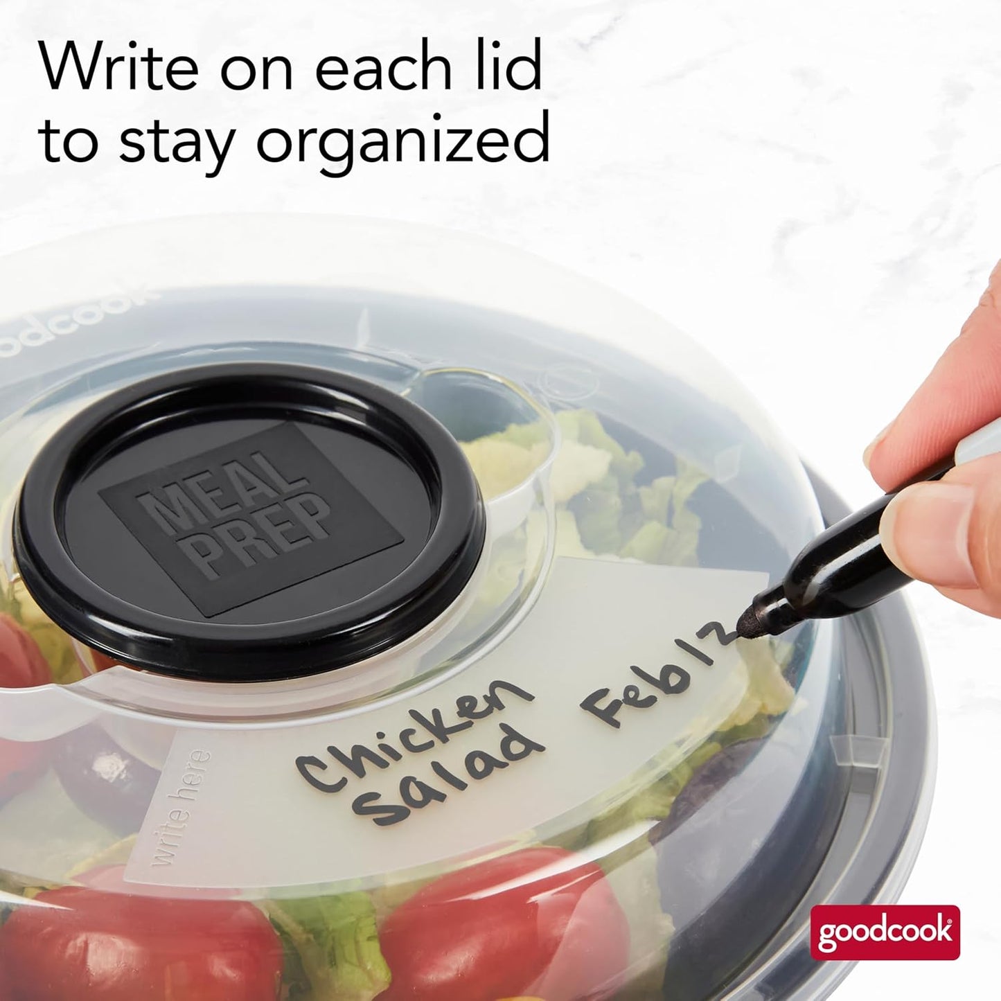 GoodCook 4-Cup Meal Prep Bowls Set with Lids and Dressing Cup, Microwa