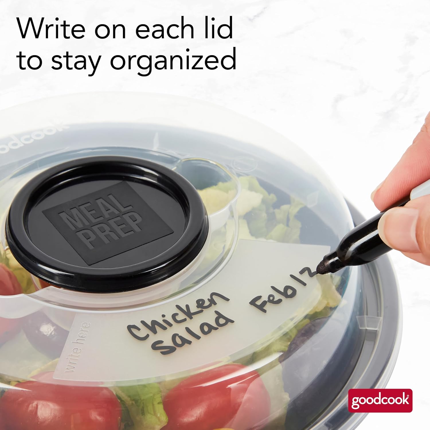GoodCook 4-Cup Meal Prep Bowls Set with Lids and Dressing Cup, Microwa