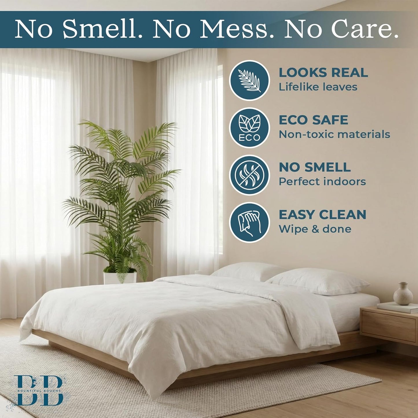 4’11” (150 cm) Areca Palm Artificial Tree with Tall White Pot, Grass & Moss – Lifelike Natural Look, Maintenance-Free Indoor & Outdoor Plant for Home, Office, Balcony & Patio