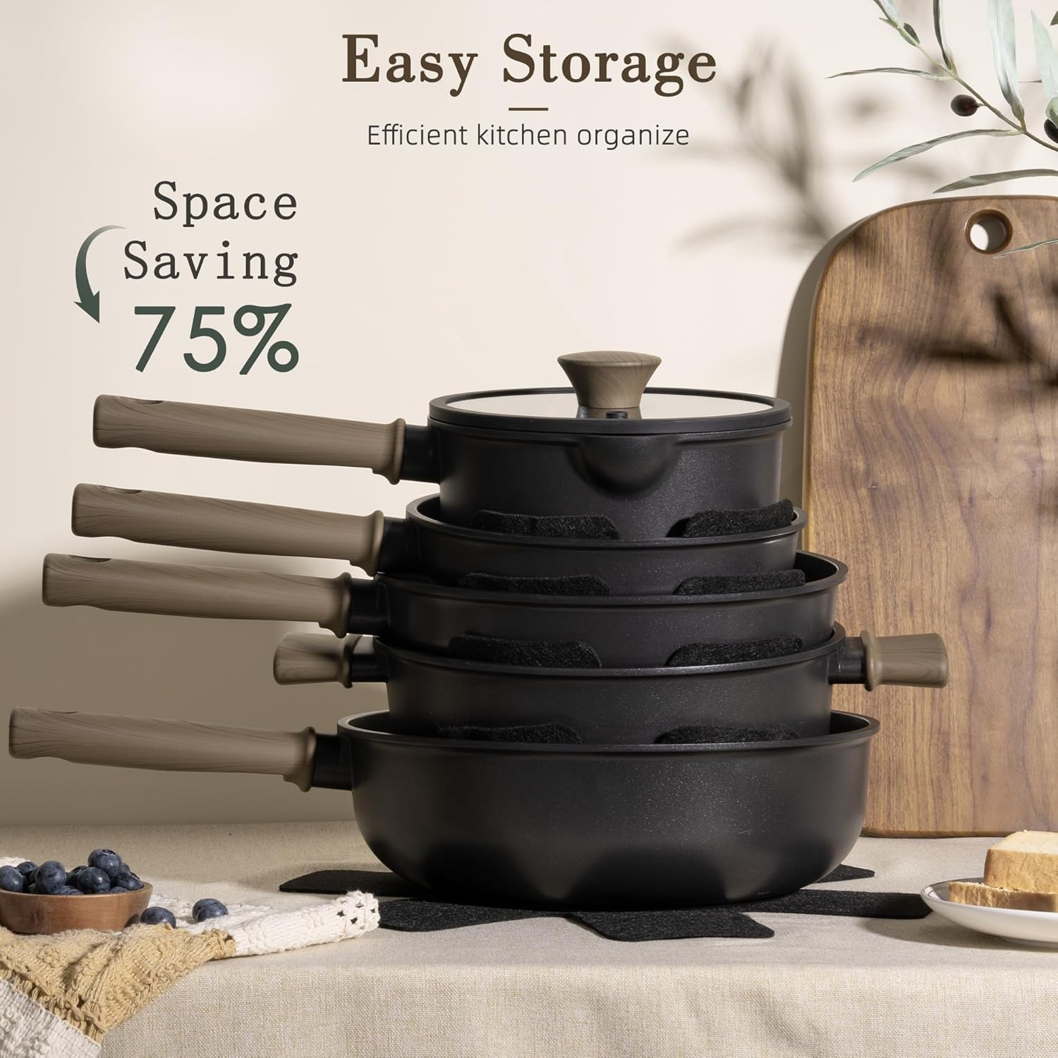 Astercook Non Stick Pots and Pans Set, Healthy Non-Toxic Titanium Indu