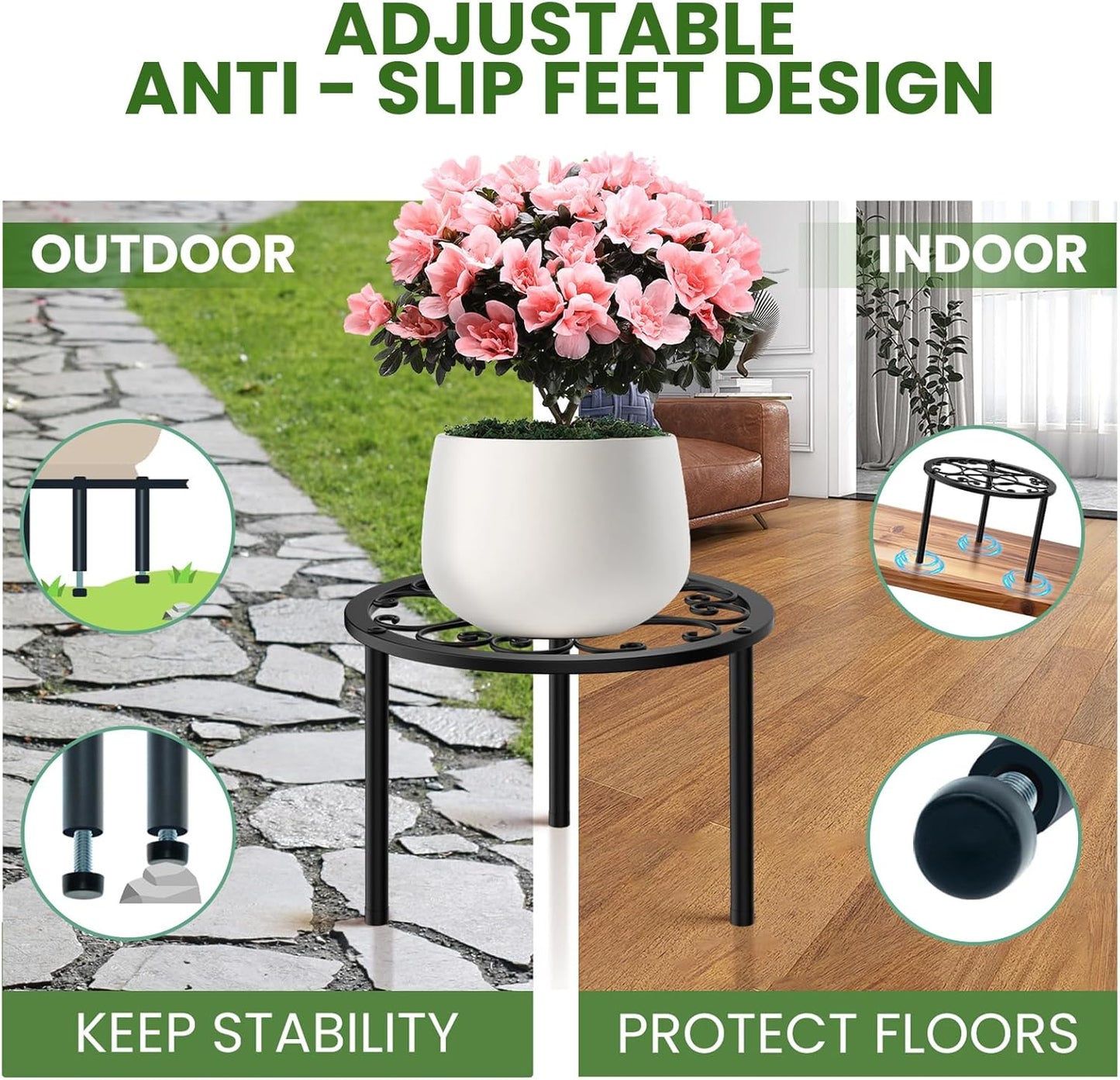 TOSKING 2-Pack Heavy Duty Metal Plant Stands - 10-inch Decorative Roun
