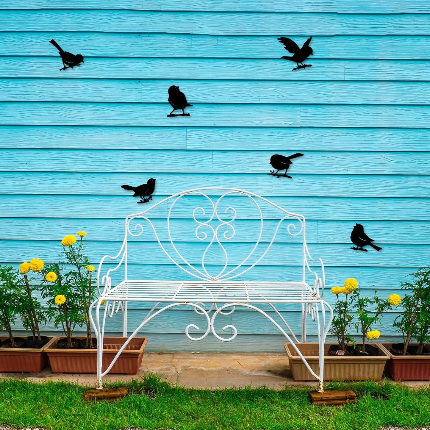 Pigort 6 Pieces Metal Bird Wall Art, Outdoor Fence Wall Art Decor, Hanging Decoration for Garden Yard Living Room Bedroom Patio Balcony