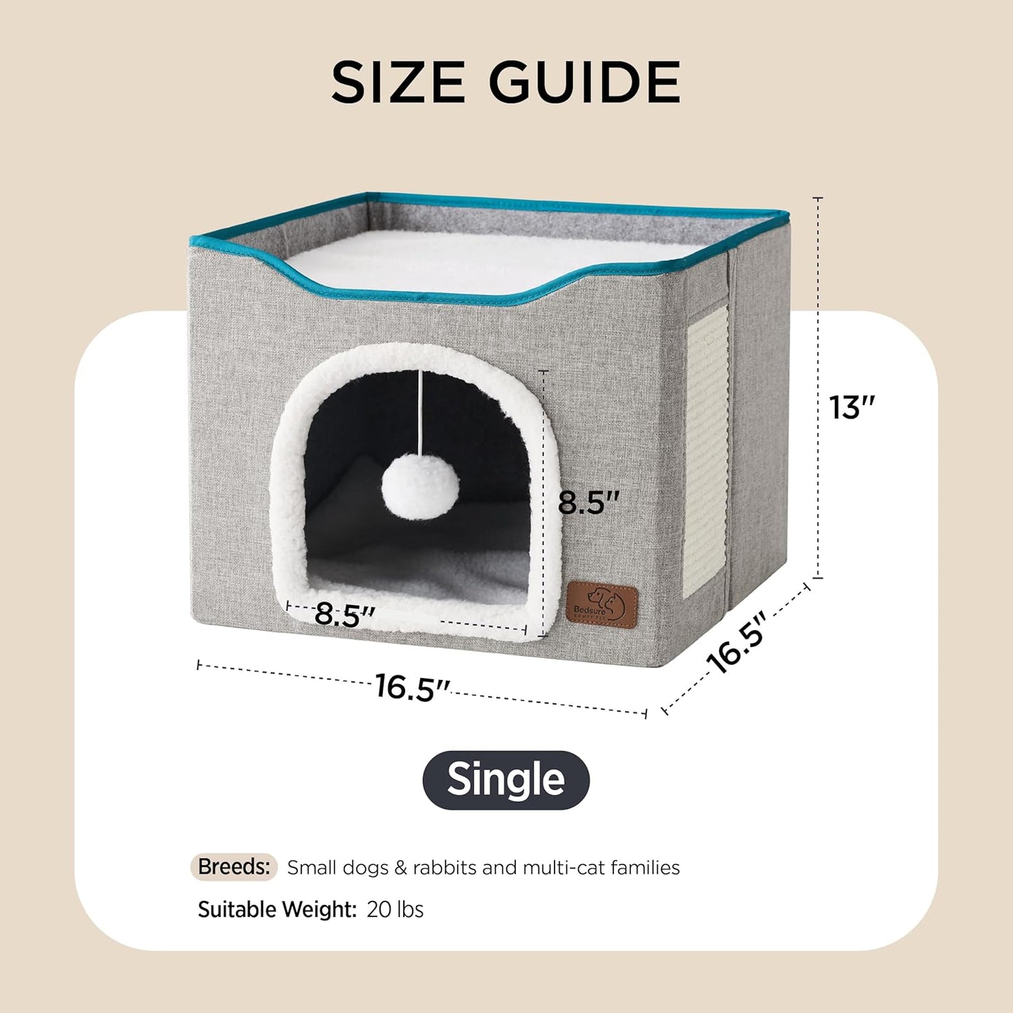 Bedsure Cat Beds for Indoor Cats - Large Cat Cave for Pet Cat House wi