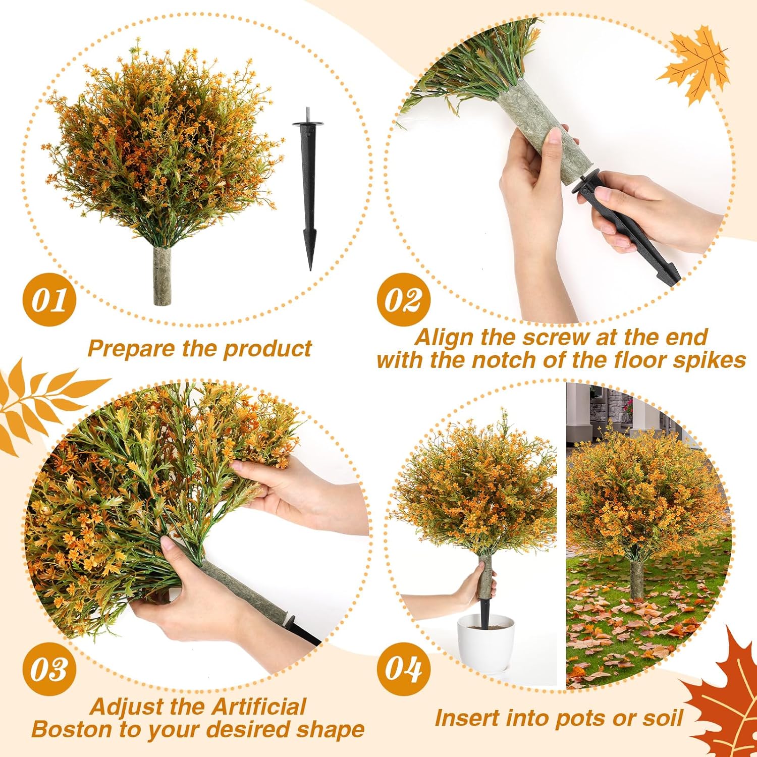 Yunlly 2 Pcs 24.8" Set of 2 Artificial Faux Flower with Spikes Fall UV