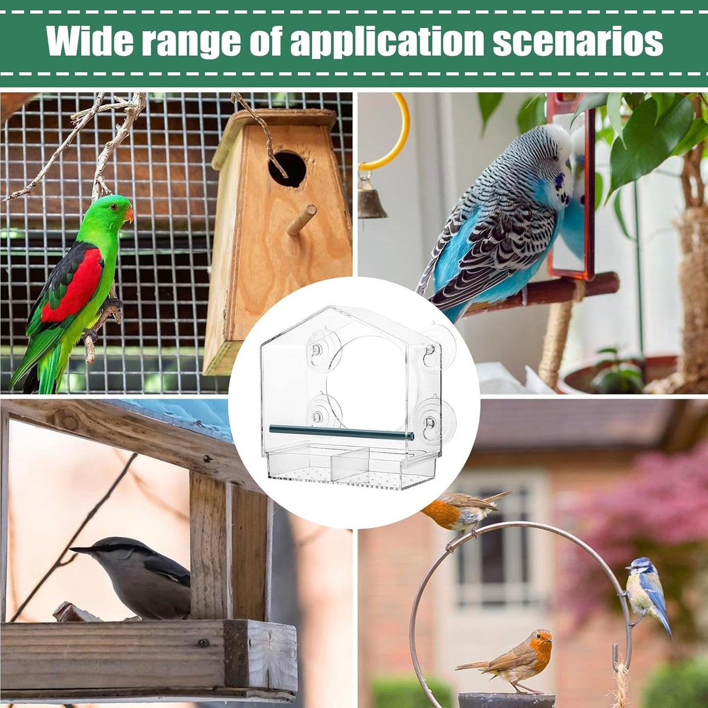 Bird Feeder Suction Cup Window – Spill-Proof Food Box | Acrylic Detach