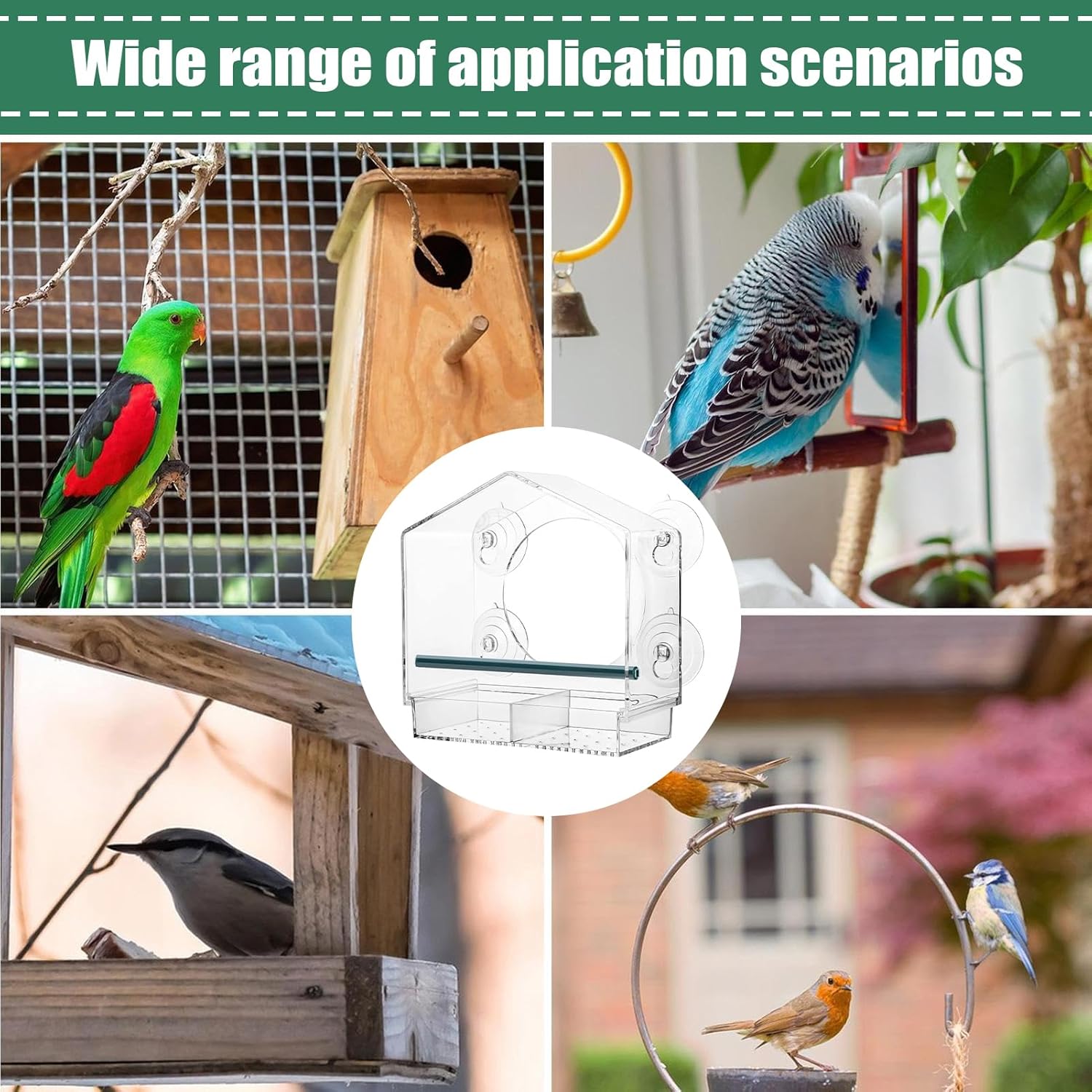 Bird Feeder Suction Cup Window – Spill-Proof Food Box | Acrylic Detach