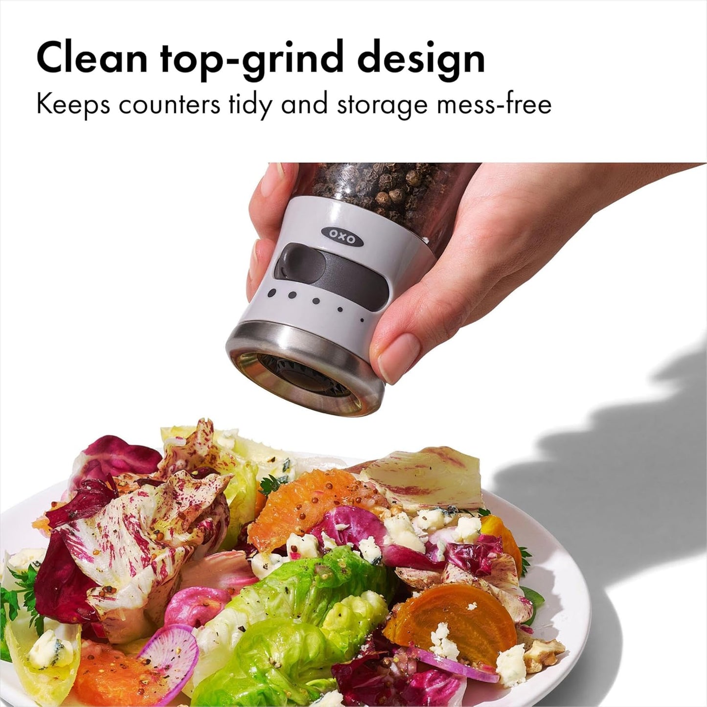 OXO Good Grips Contoured Mess-Free Pepper Grinder, Adjustable Ceramic 