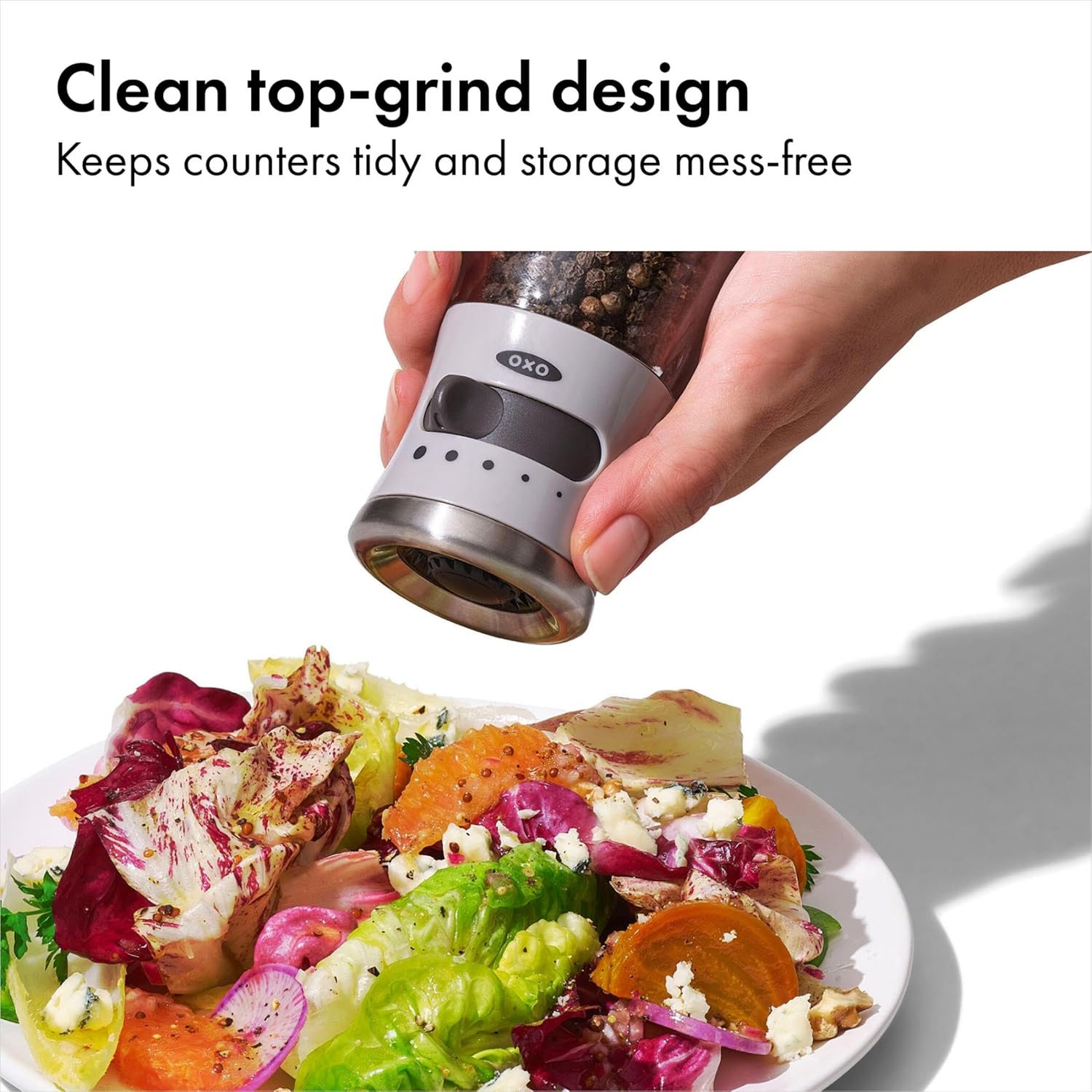 OXO Good Grips Contoured Mess-Free Pepper Grinder, Adjustable Ceramic 