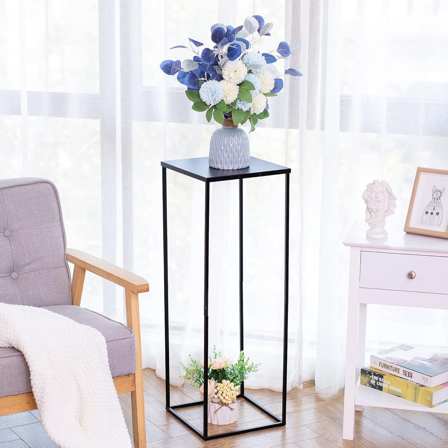 Black Plant Stand Indoor: 31.5” Tall Pedestal Stand for Wedding Centerpieces Party Event Center Pieces Decoration for Table Home Decor 2 PCS