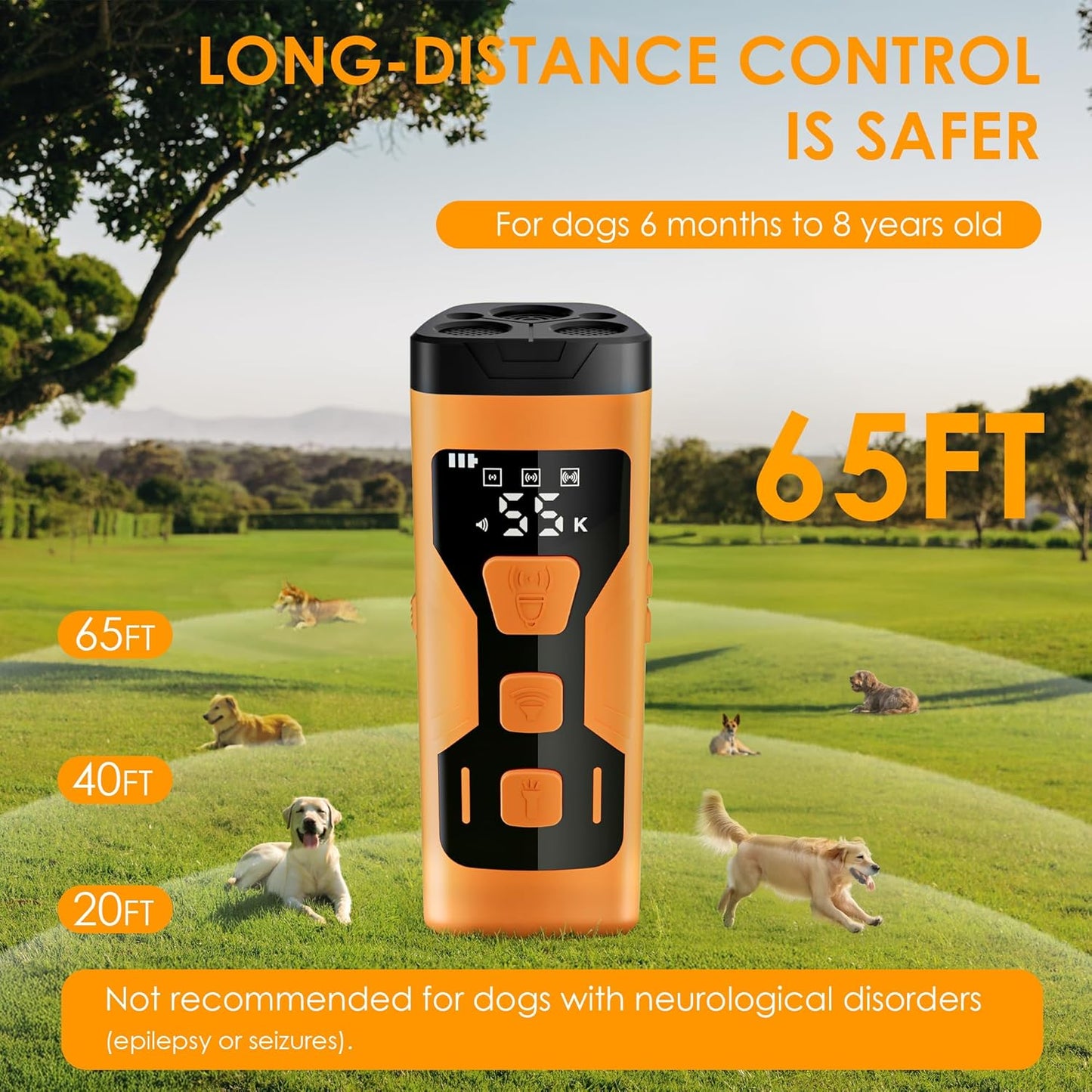 Dog Bark Deterrent Devices, 3X Ultrasonic 65FT Anti Barking Device, 4 