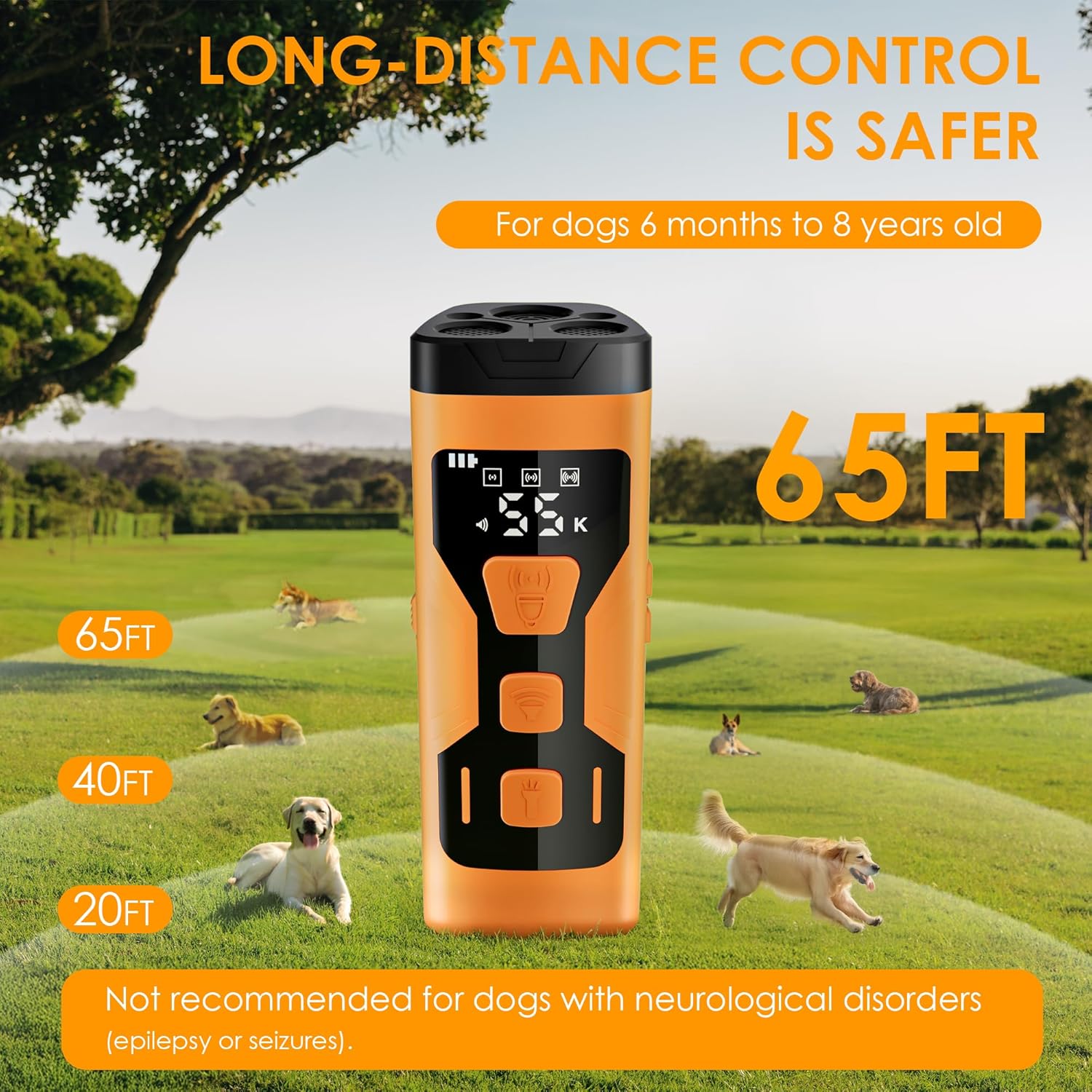 Dog Bark Deterrent Devices, 3X Ultrasonic 65FT Anti Barking Device, 4 