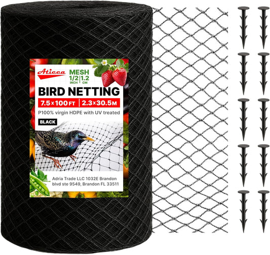 Heavy Duty Bird Netting for Garden Protection & Fruit Trees, 7.5x100 F