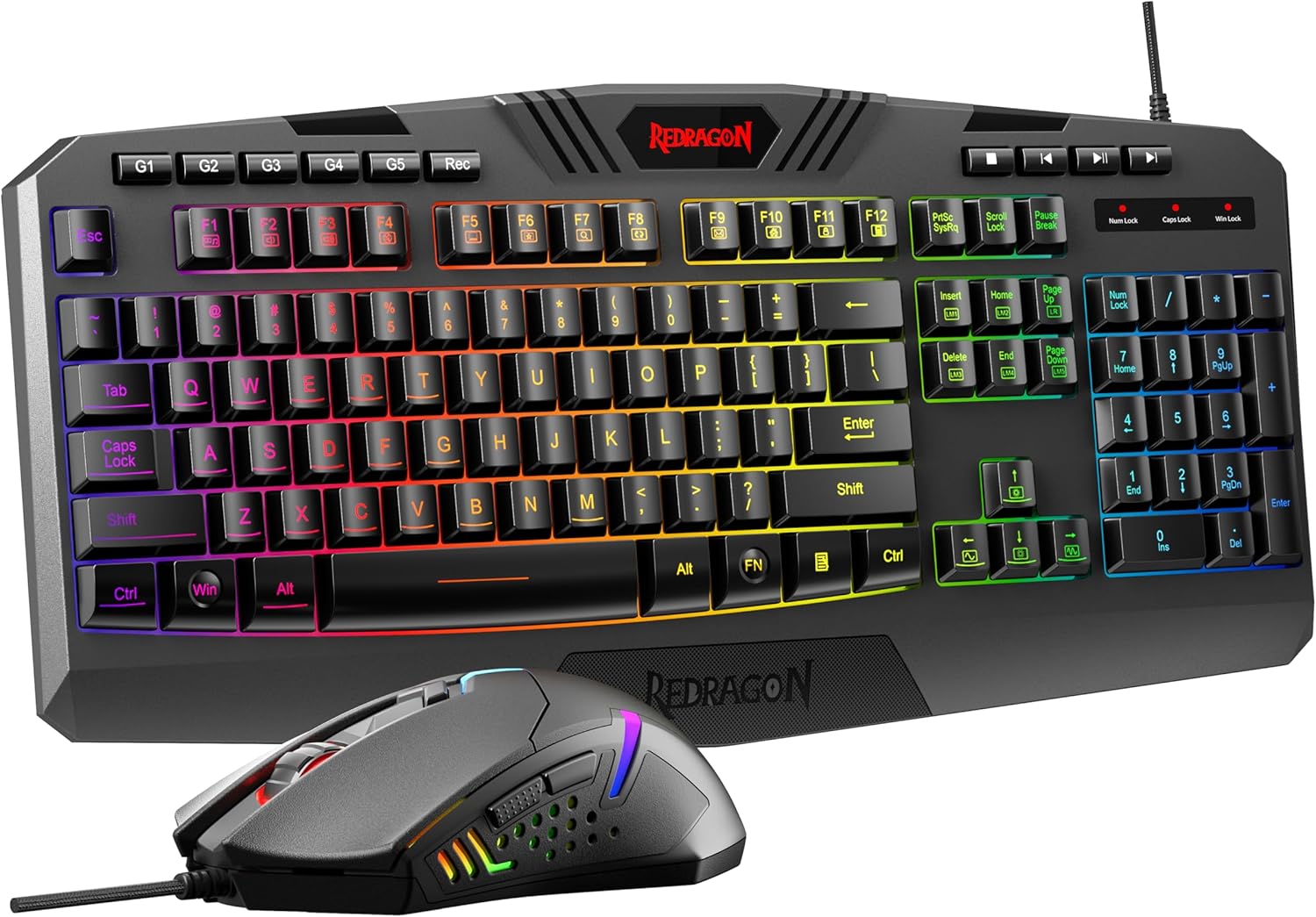 Redragon S101-3 PRO Gaming Keyboard and Mouse, RGB Backlit Programmabl