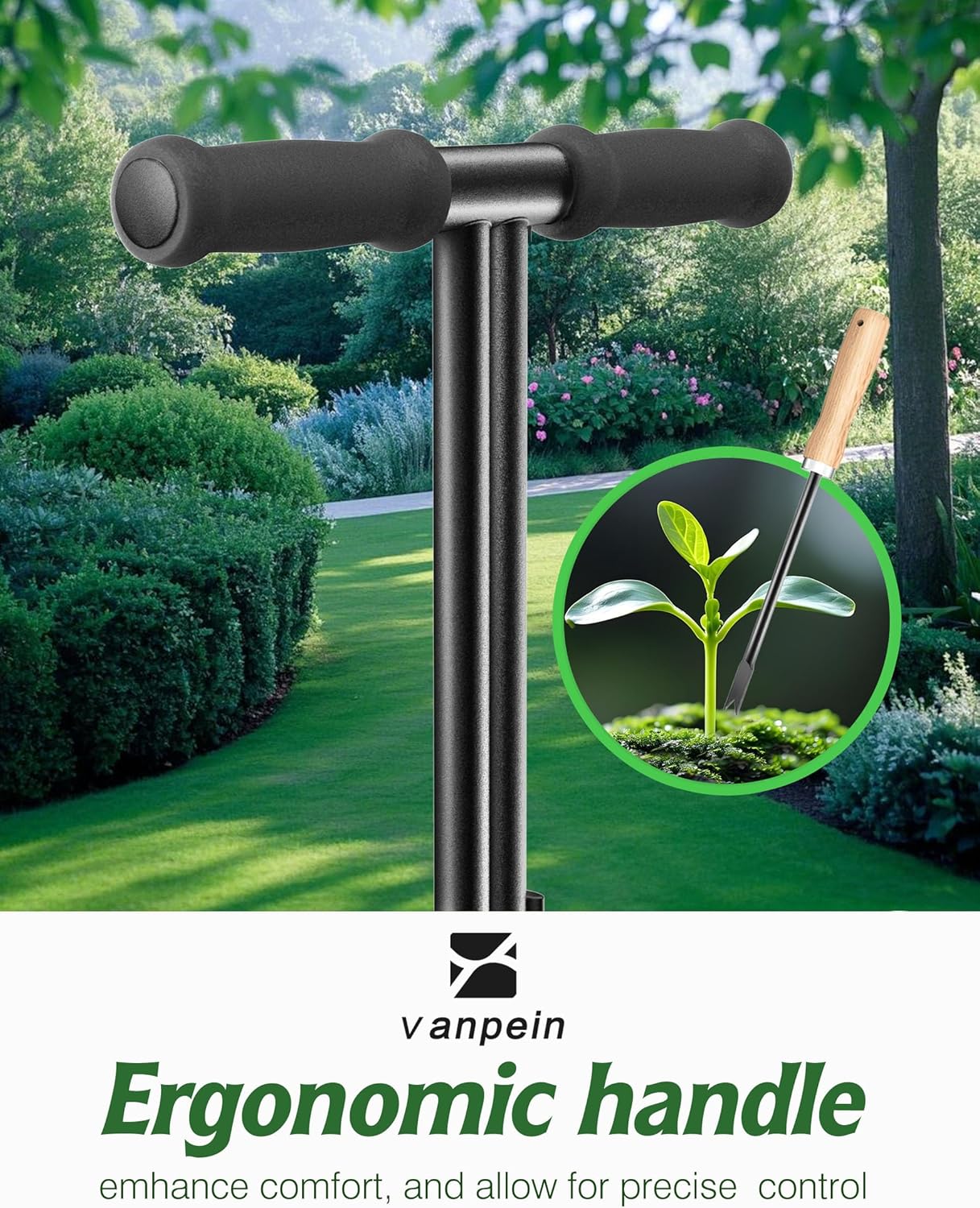 Lawn Aerator Garden Tool with Soil Core Tray, 38” Manual Grass Plug Ae