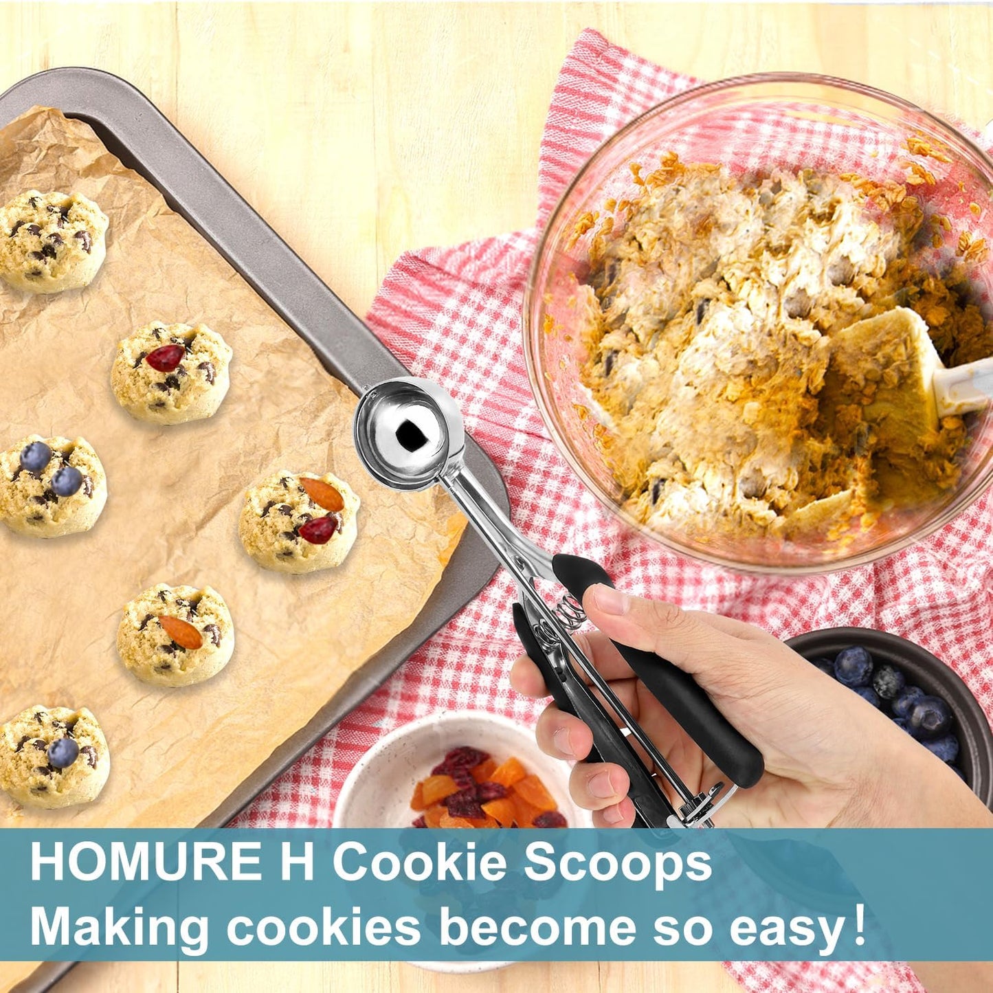 Cookie Scoop Set, Include 1 Tbsp/2 Tbsp/3 Tbsp, Cookie Dough Scoop, Co