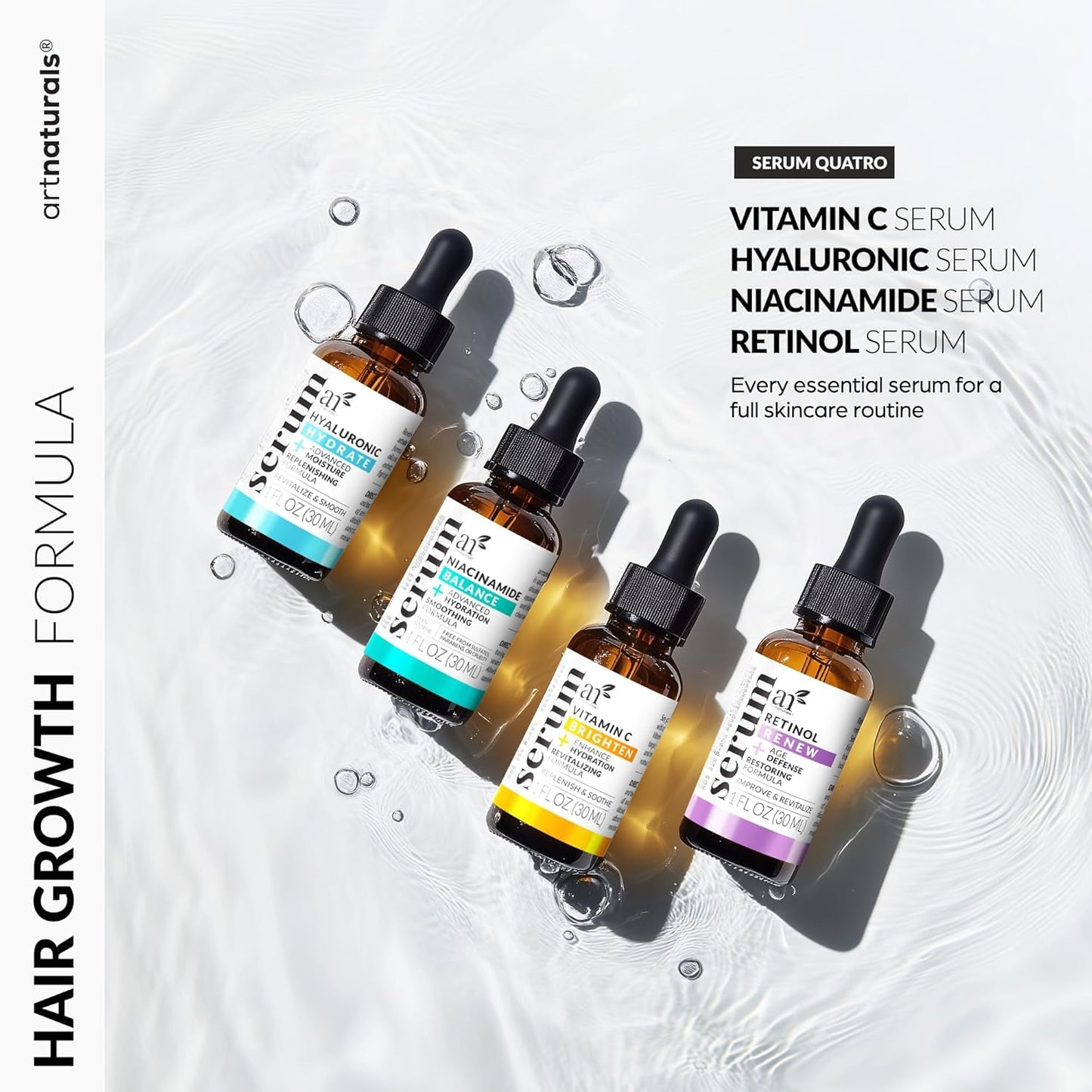 Vitamin C Serum Skin Care 4-Piece Set: Includes Retinol, Hyaluronic Ac